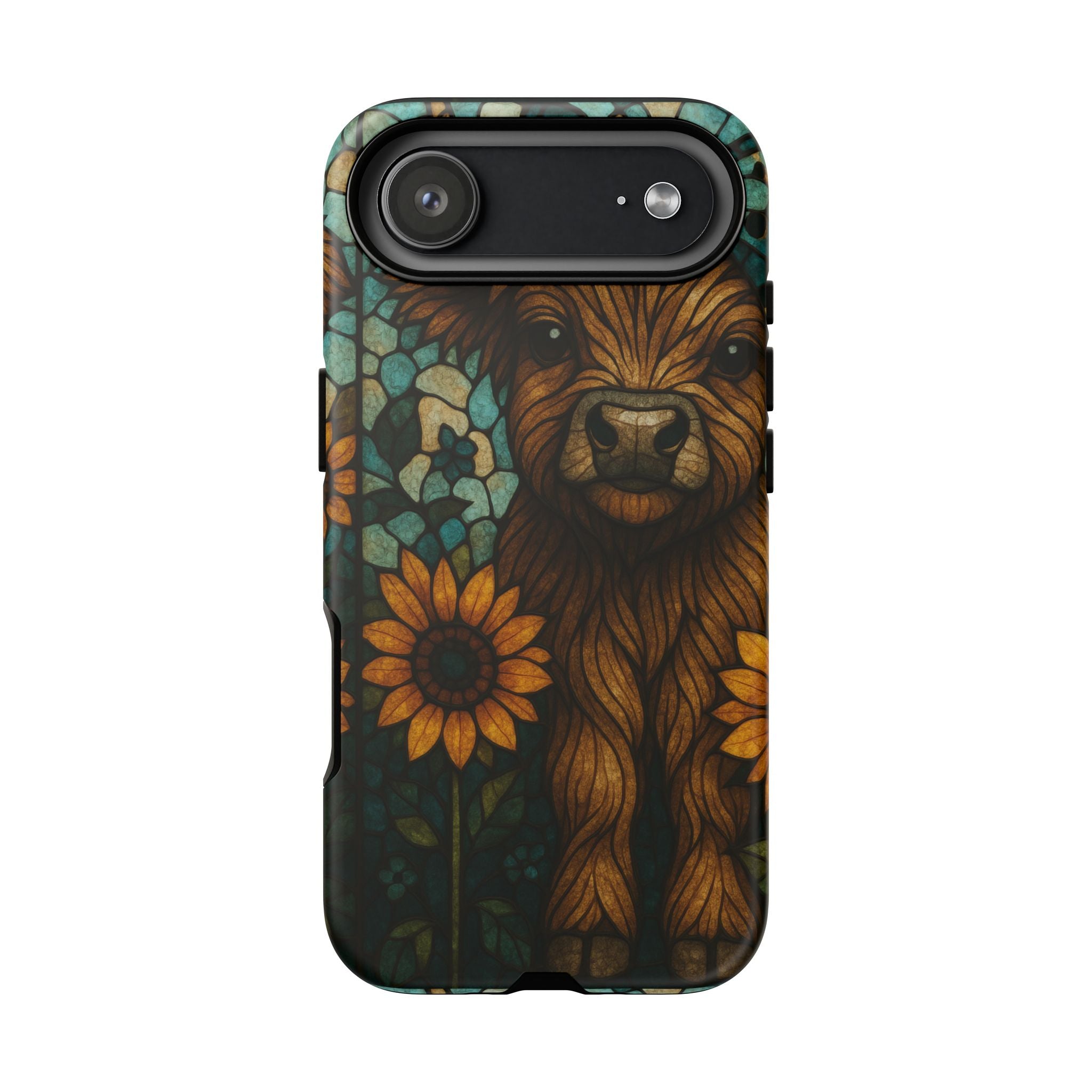 Stained Glass Baby Cow Phone Case – Sunflower Farmhouse Animal Design