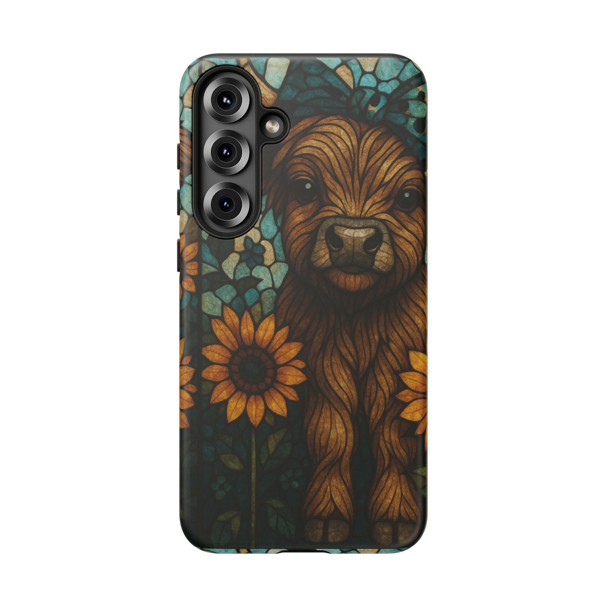 Stained Glass Baby Cow Phone Case – Sunflower Farmhouse Animal Design