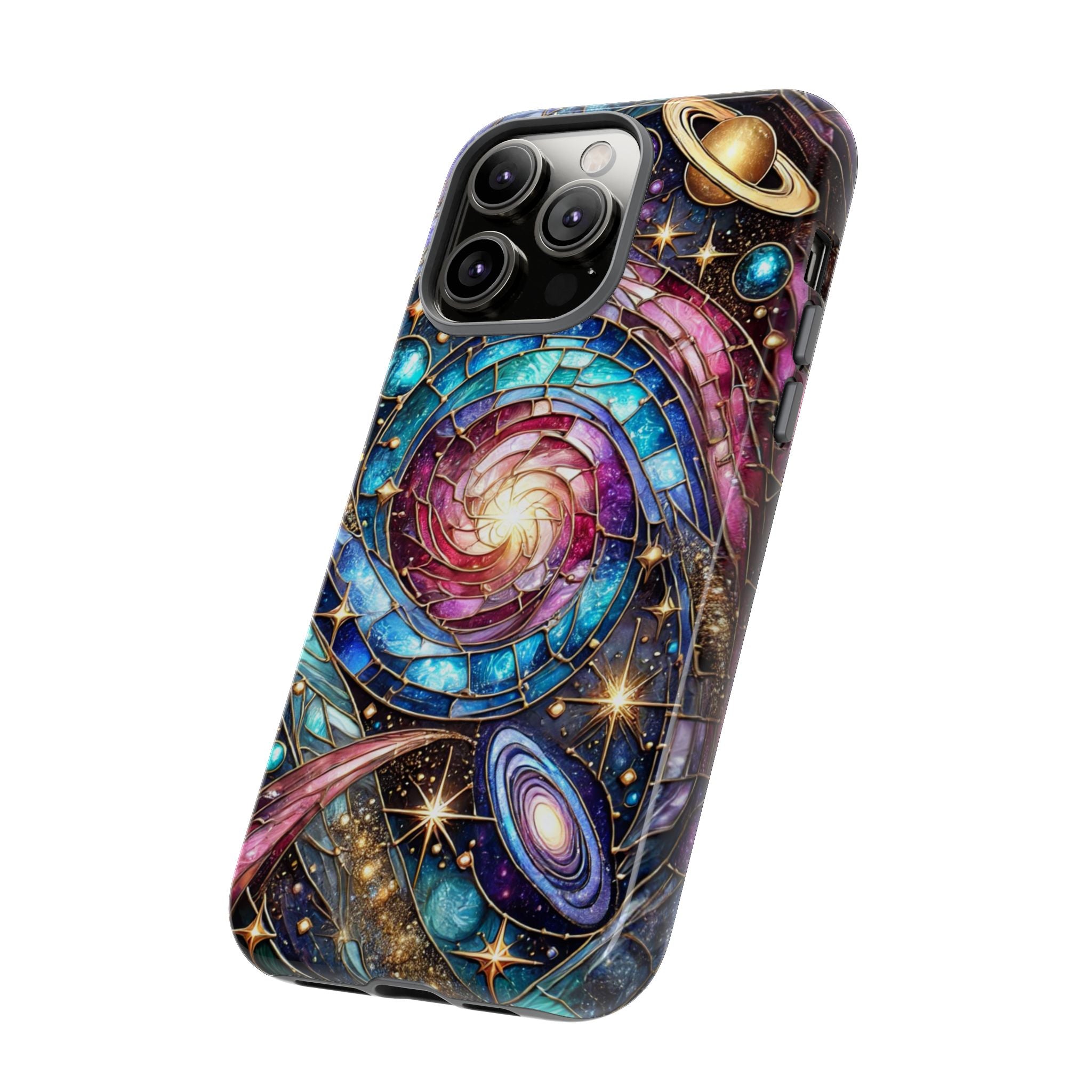 Galaxy Swirl Stained Glass Phone Case – Cosmic Celestial Cover