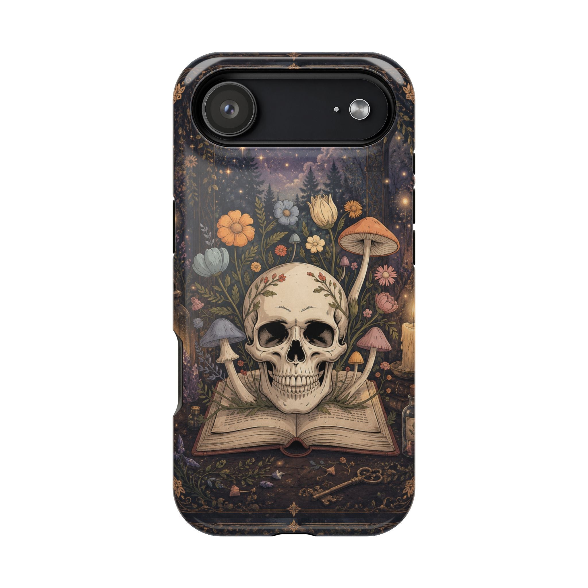Skull & Mushroom Phone Case – Gothic MagSafe-Compatible Impact-Resistant Case