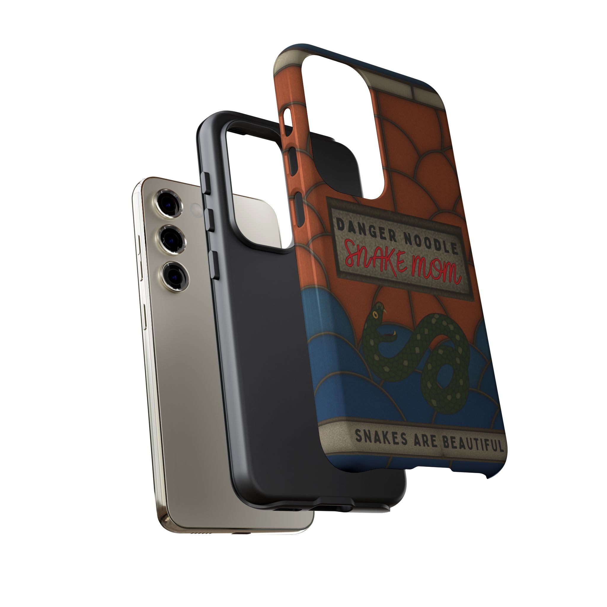 Danger Noodle Snake Mom Phone Case | Snakes Are Beautiful |Stained Glass Snake Art | Funny Snake Lover Gift |  Reptile Mom Phone Cover