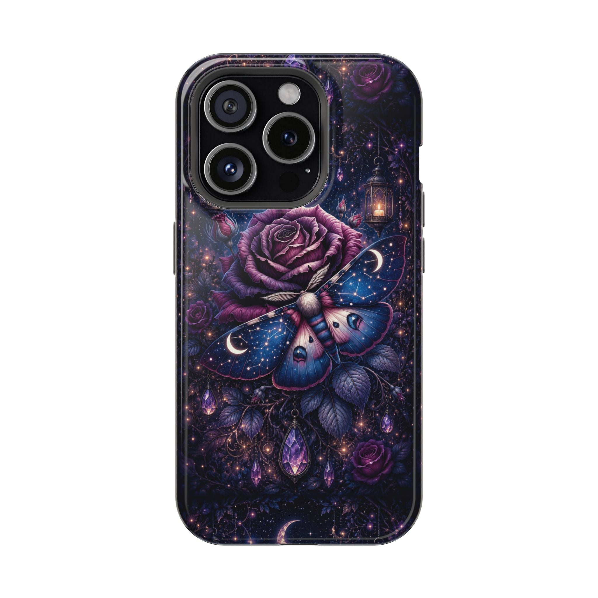 Mystical Rose & Moth Phone Case – Floral MagSafe-Compatible Cover