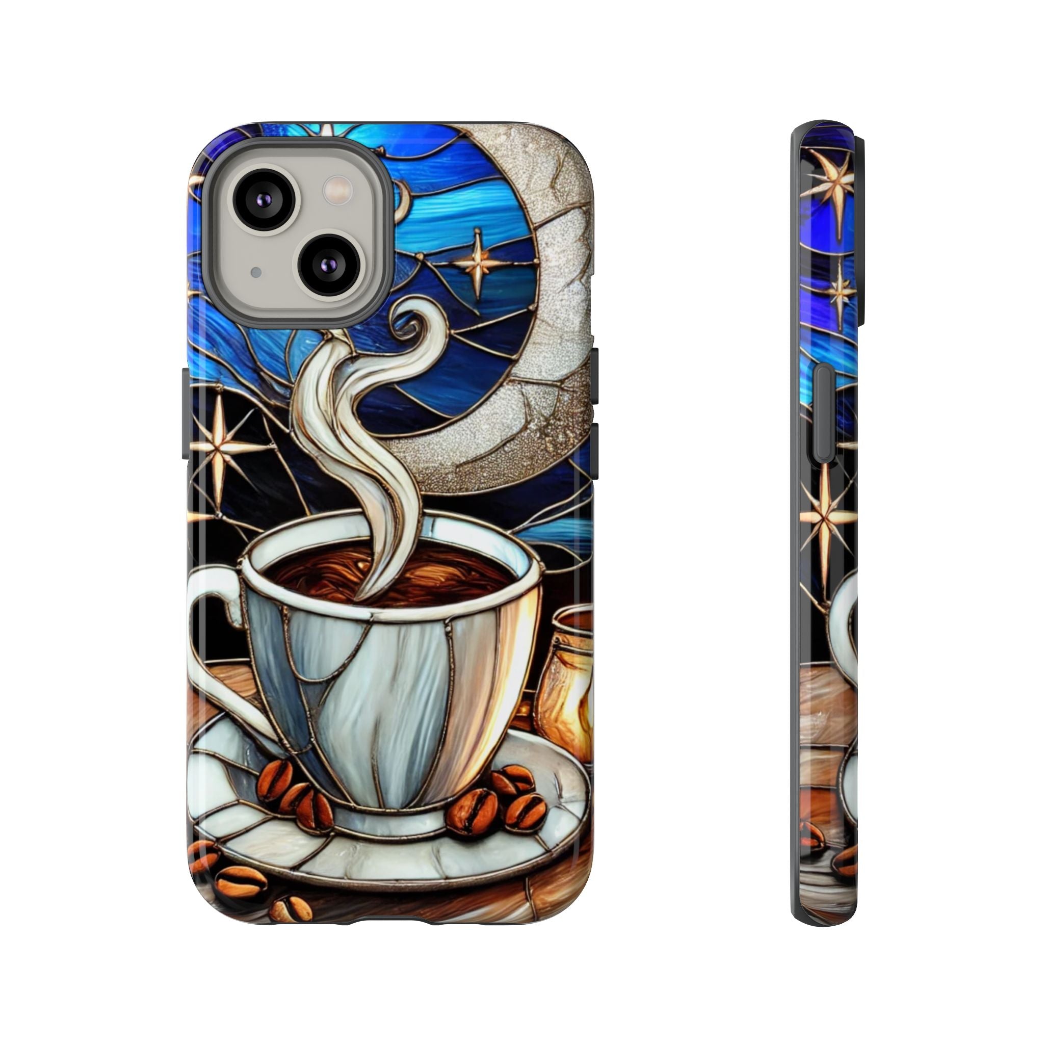 Stained Glass Coffee Phone Case – Cozy Artistic Design for Coffee Lovers