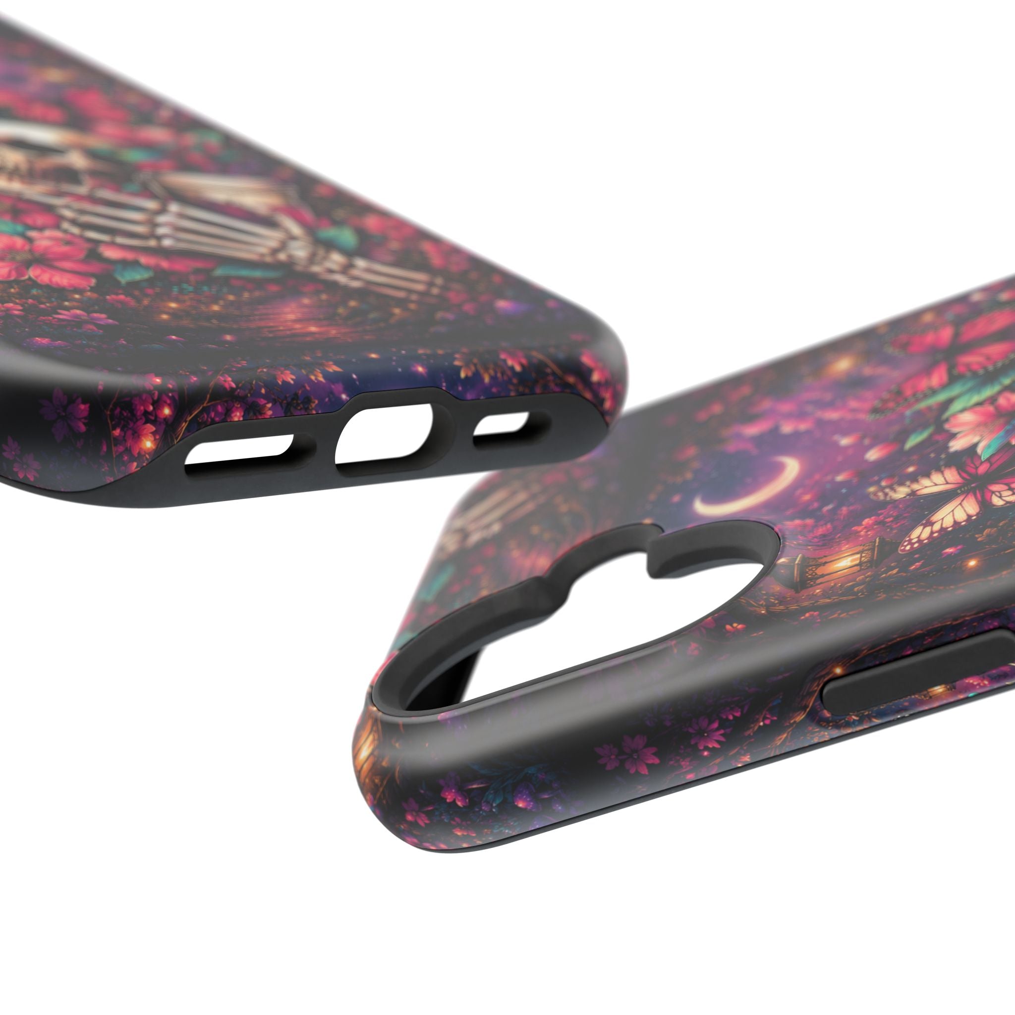 Skull & Butterflies Phone Case – Gothic Floral MagSafe-Compatible Case