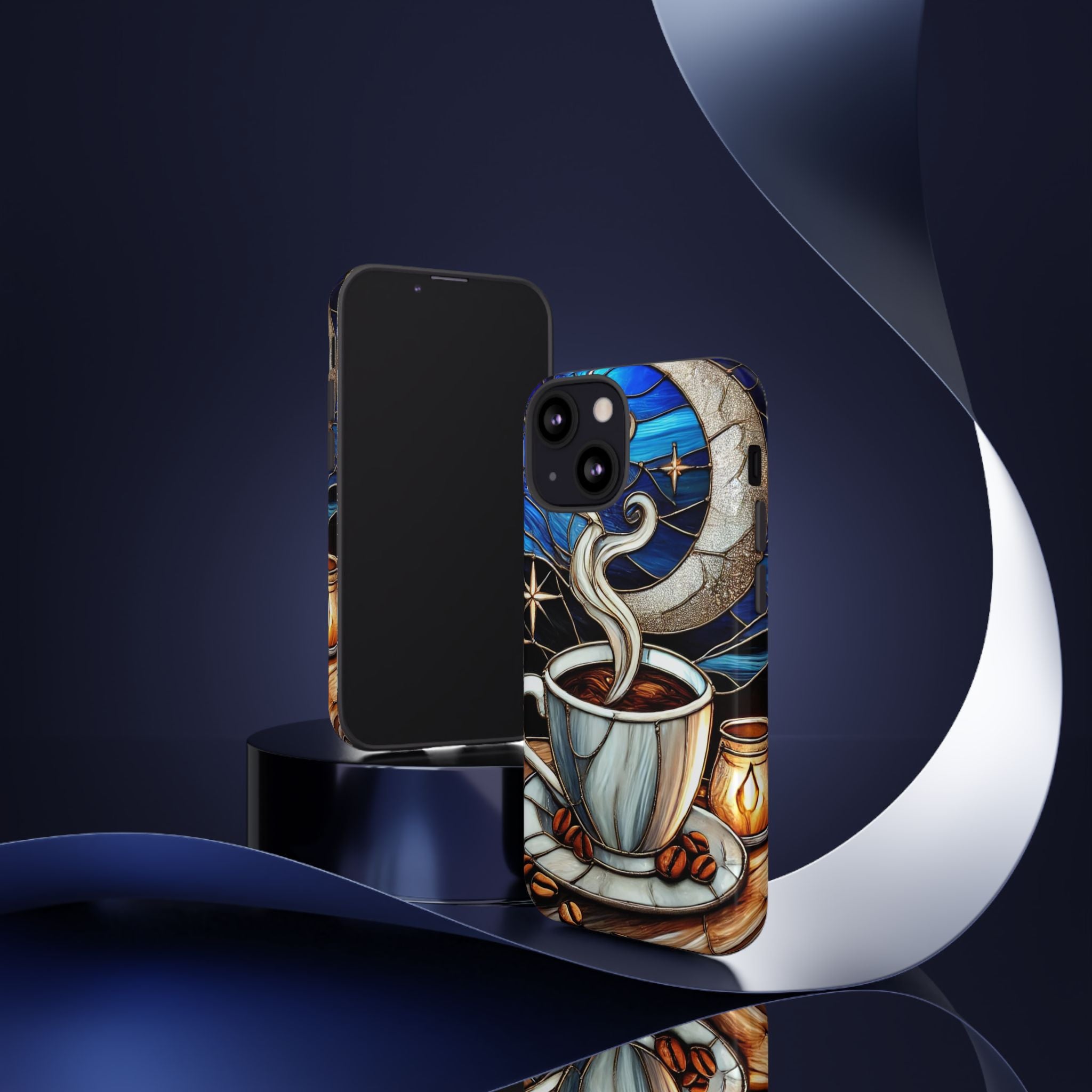 Stained Glass Coffee Phone Case – Cozy Artistic Design for Coffee Lovers