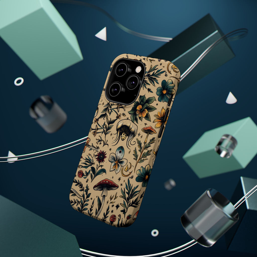 Vintage Botanical Mushroom Phone Case – MagSafe-Compatible Cover