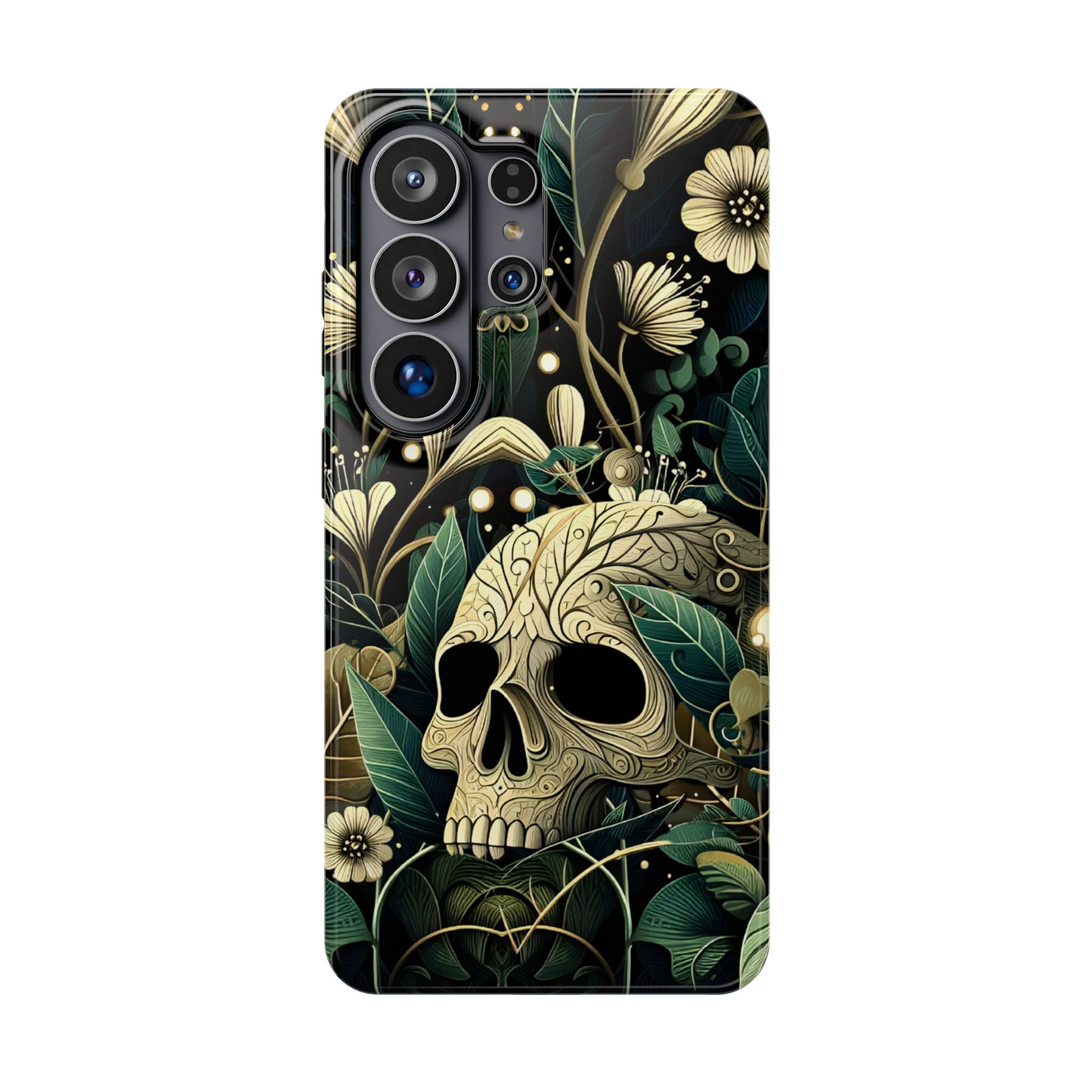 Floral Skull Phone Case – Botanical Gothic MagSafe-Compatible Cover