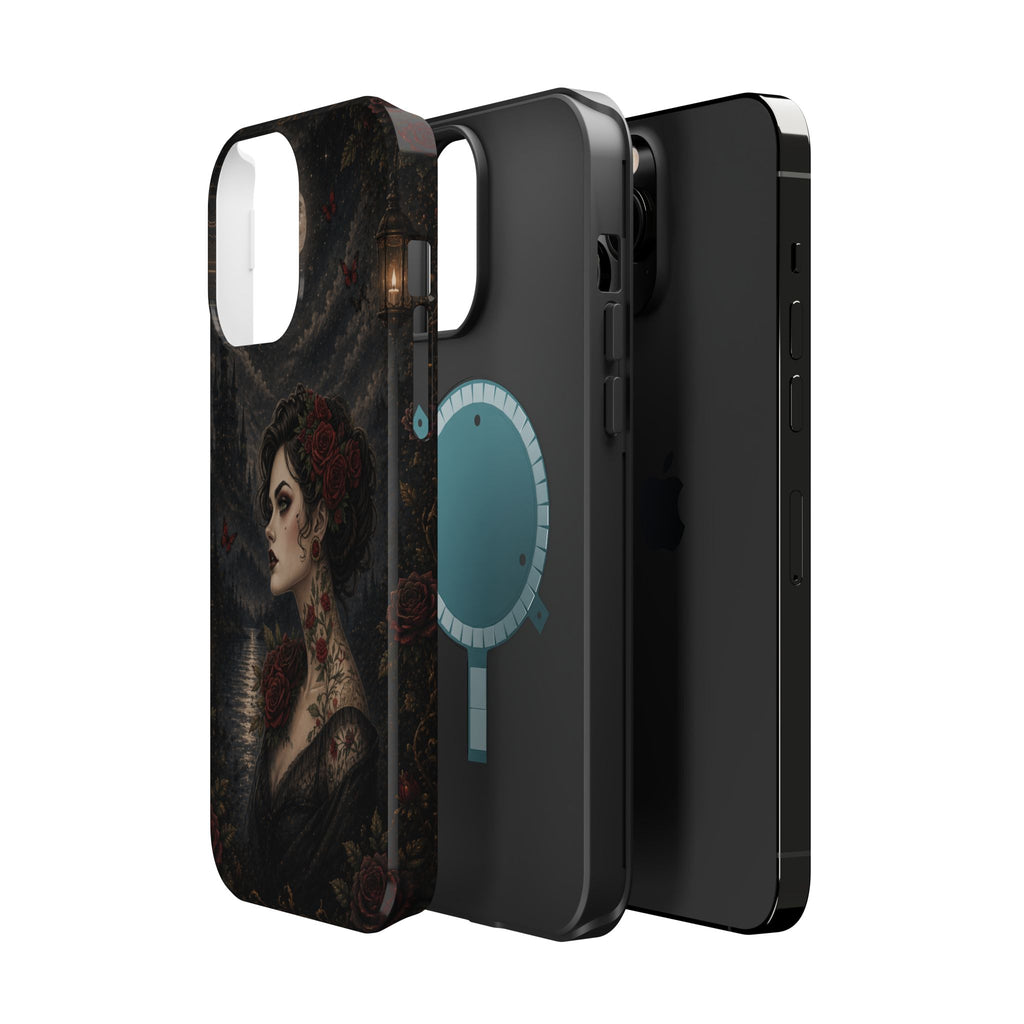Gothic Rose Portrait Phone Case – Dark Romance MagSafe-Compatible Cover