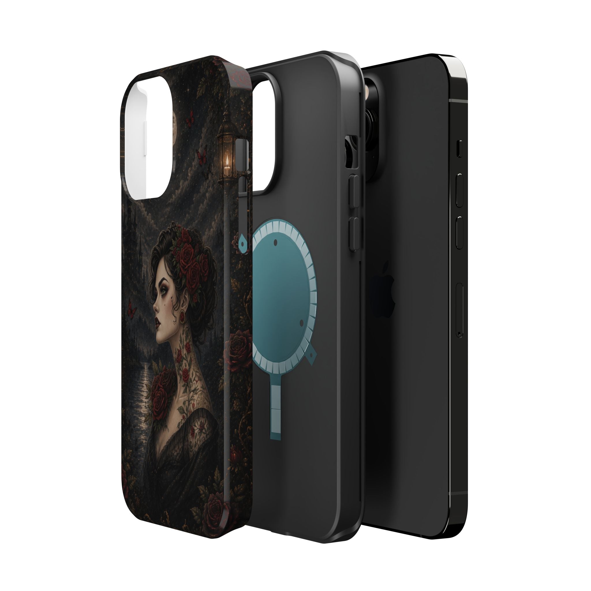 Gothic Rose Portrait Phone Case – Dark Romance MagSafe-Compatible Cover