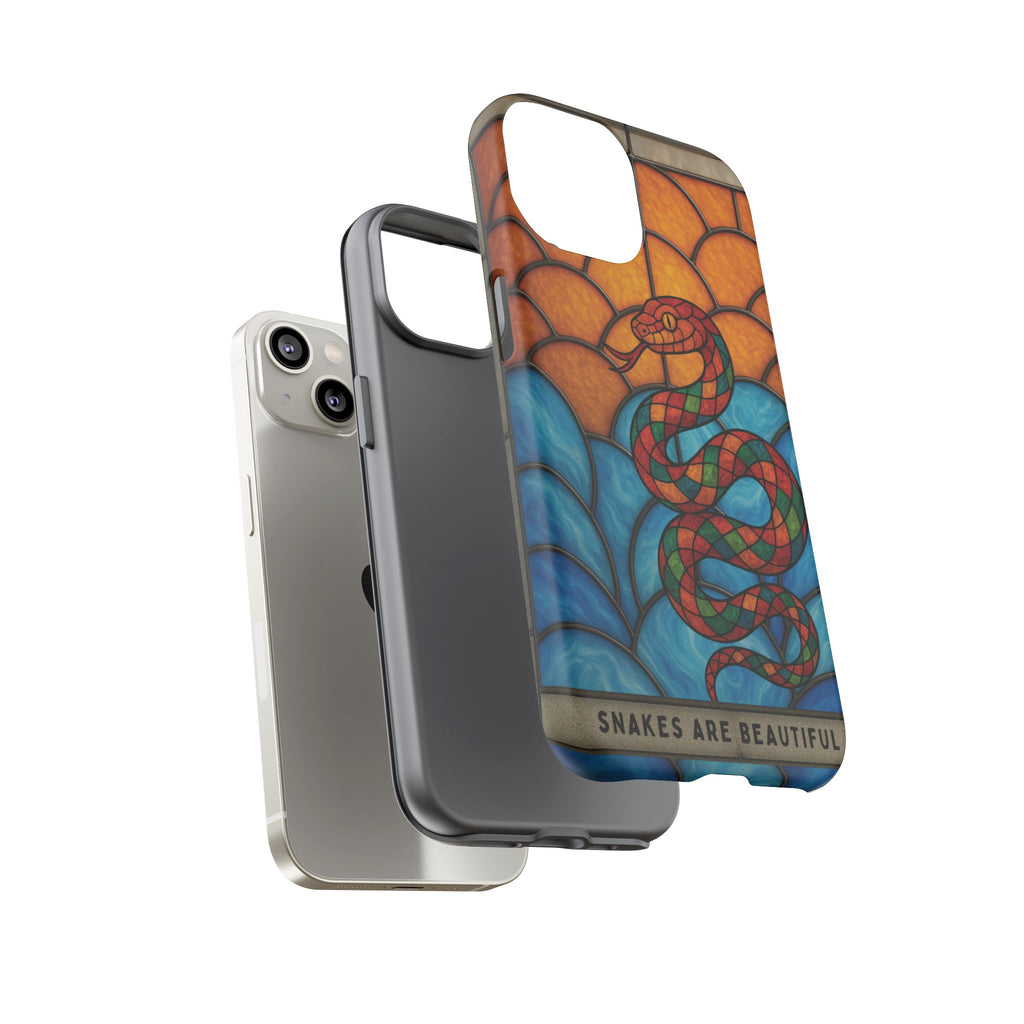 Snakes Are Beautiful Stained Glass Phone Case, Colorful Reptile Design Phone Cover, Nature Lovers Reptile Phone Case, Danger Noodle Case
