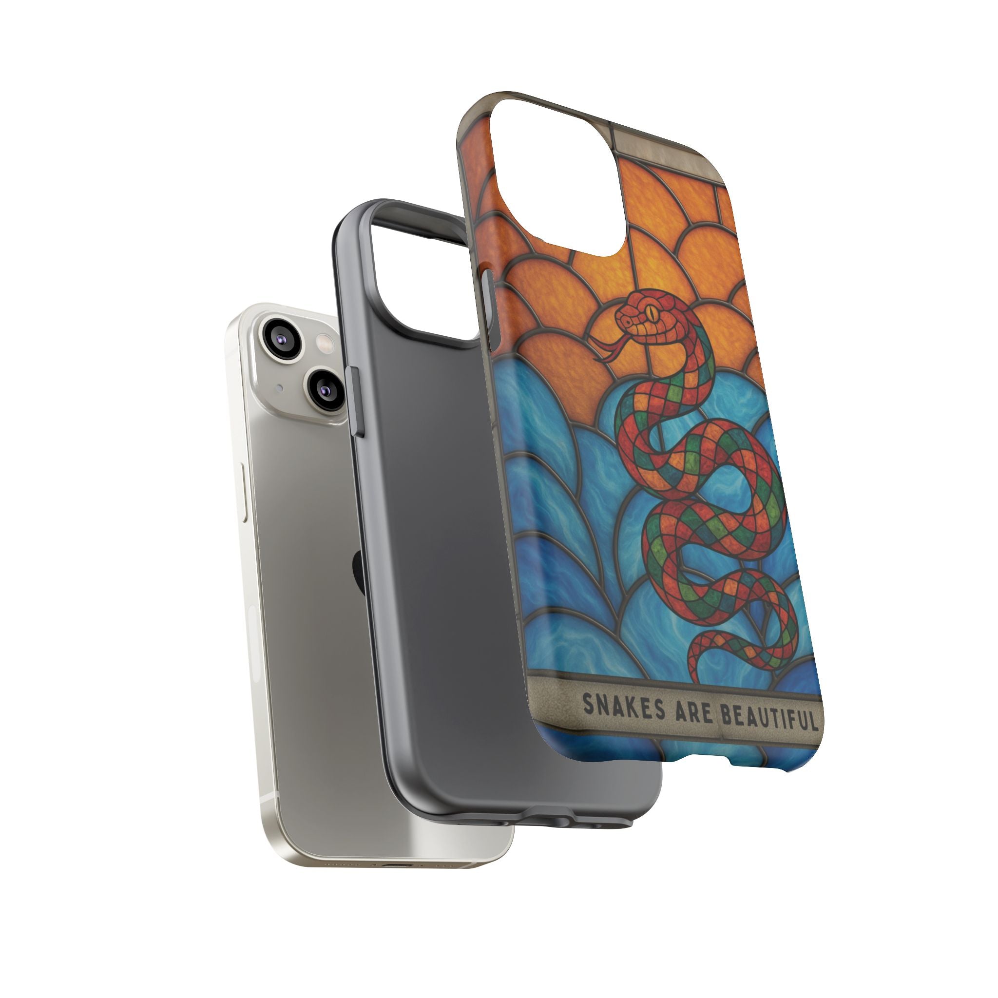 Snakes Are Beautiful Stained Glass Phone Case, Colorful Reptile Design Phone Cover, Nature Lovers Reptile Phone Case, Danger Noodle Case