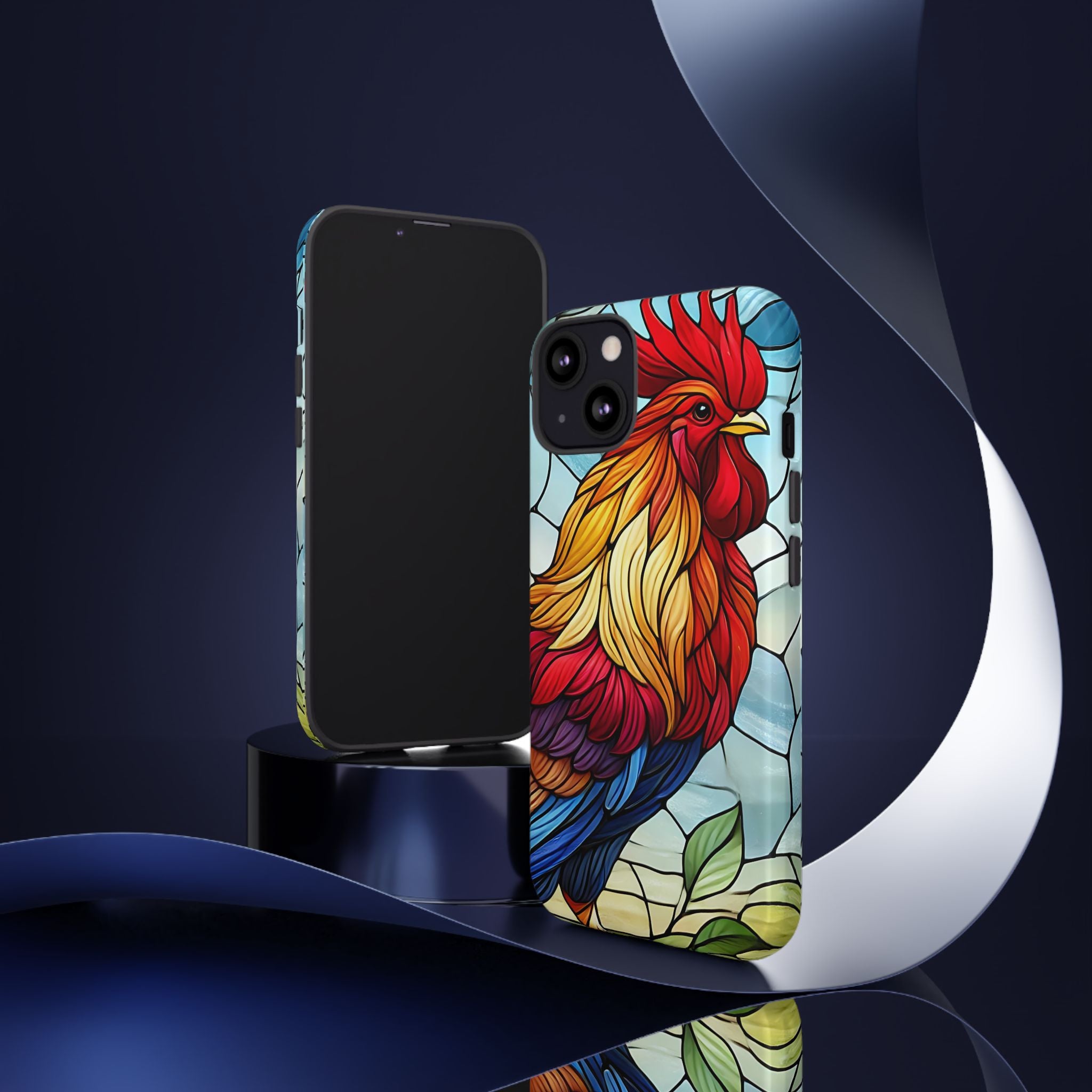 Colorful Stained Glass Rooster Android Case, Tough Protective Phone Cover, Farmhouse Decor Protective Phone Case, Unique Chicken Design