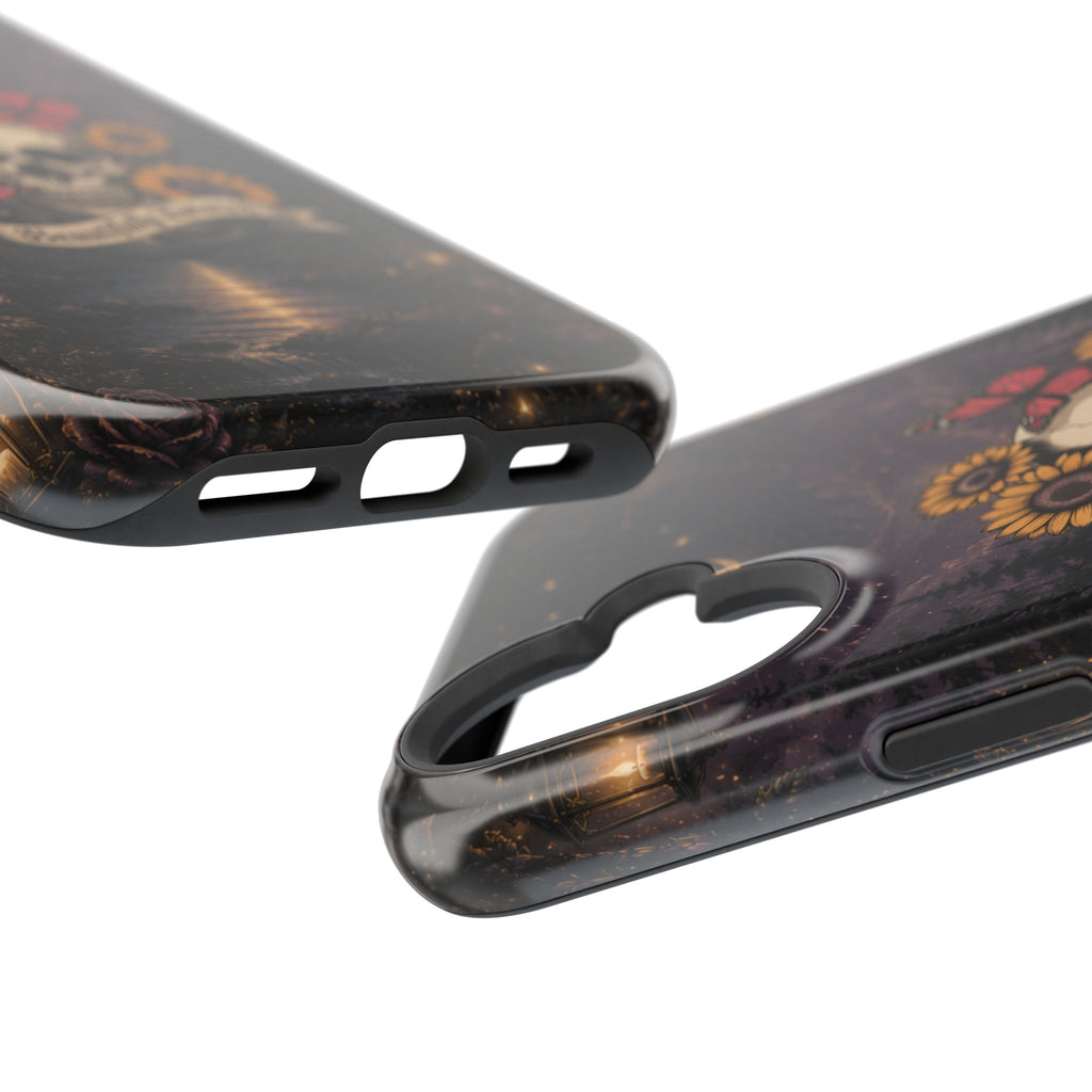 Skull, Sunflowers & Butterflies Phone Case – "Beautifully Twisted" MagSafe Cover