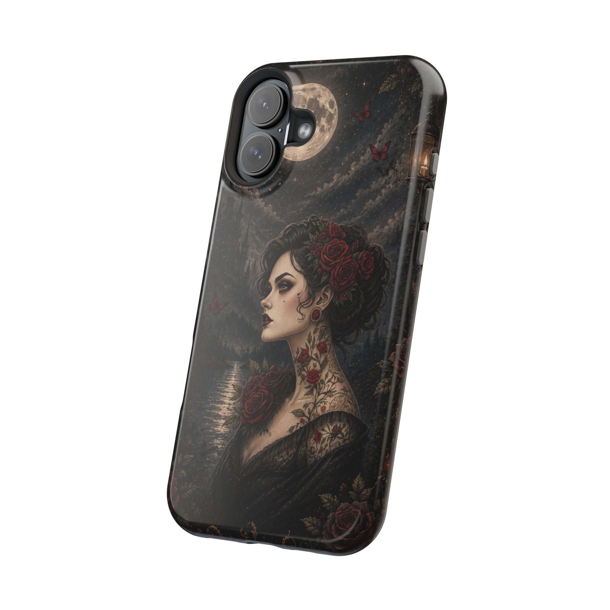 Gothic Rose Portrait Phone Case – Dark Romance MagSafe-Compatible Cover