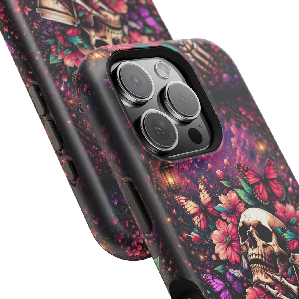 Skull & Butterflies Phone Case – Gothic Floral MagSafe-Compatible Case