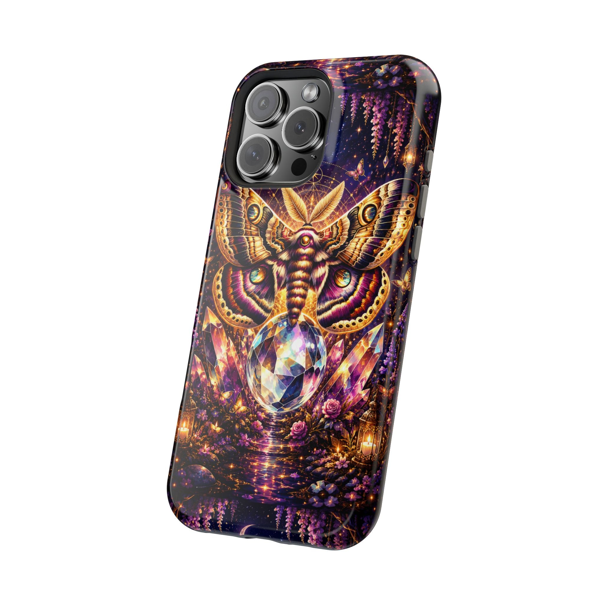Mystic Moth Crystal Phone Case – Jewel-Toned MagSafe-Compatible Cover