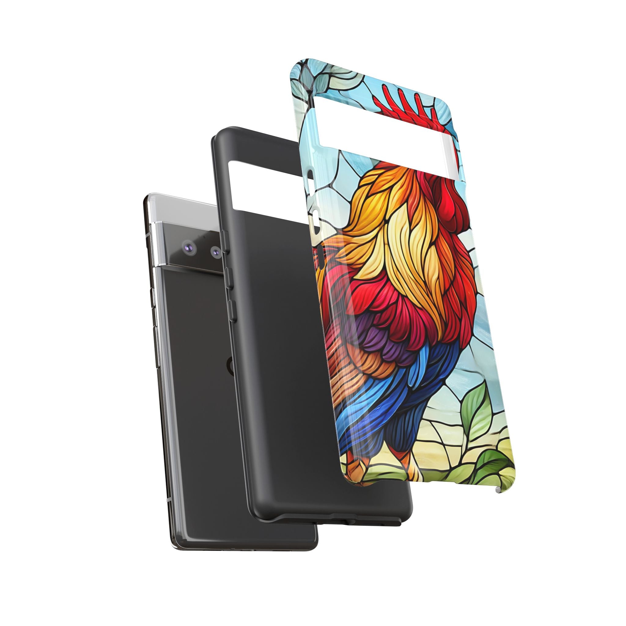 Colorful Stained Glass Rooster Android Case, Tough Protective Phone Cover, Farmhouse Decor Protective Phone Case, Unique Chicken Design