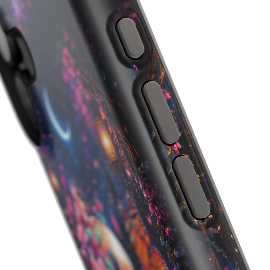 Skull & Cherry Blossom Phone Case – Floral Gothic MagSafe Cover