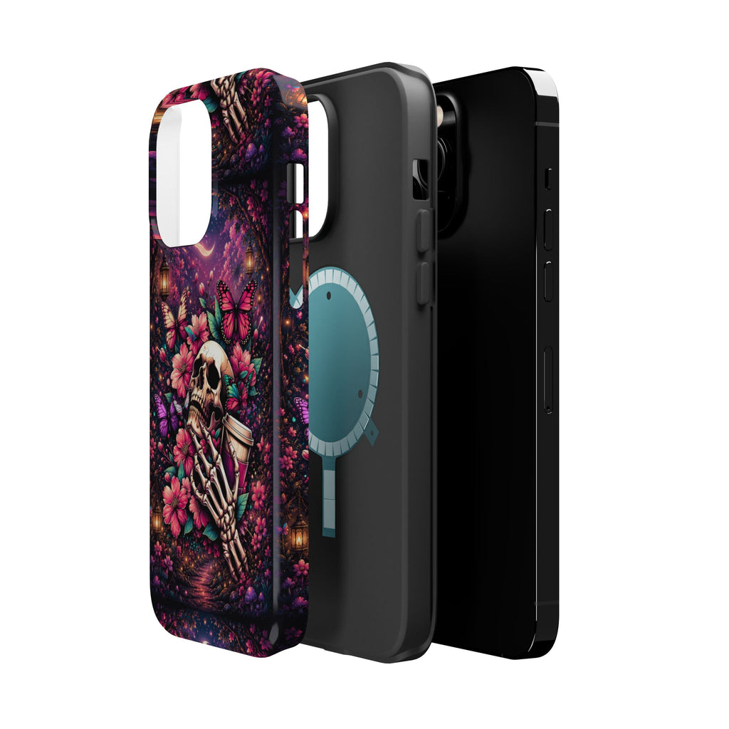 Skull & Butterflies Phone Case – Gothic Floral MagSafe-Compatible Case