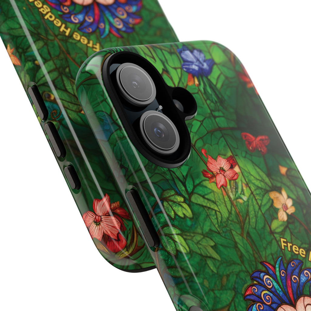Stained Glass Hedgehog Phone Case – "Free Hedgehugs" Floral Design