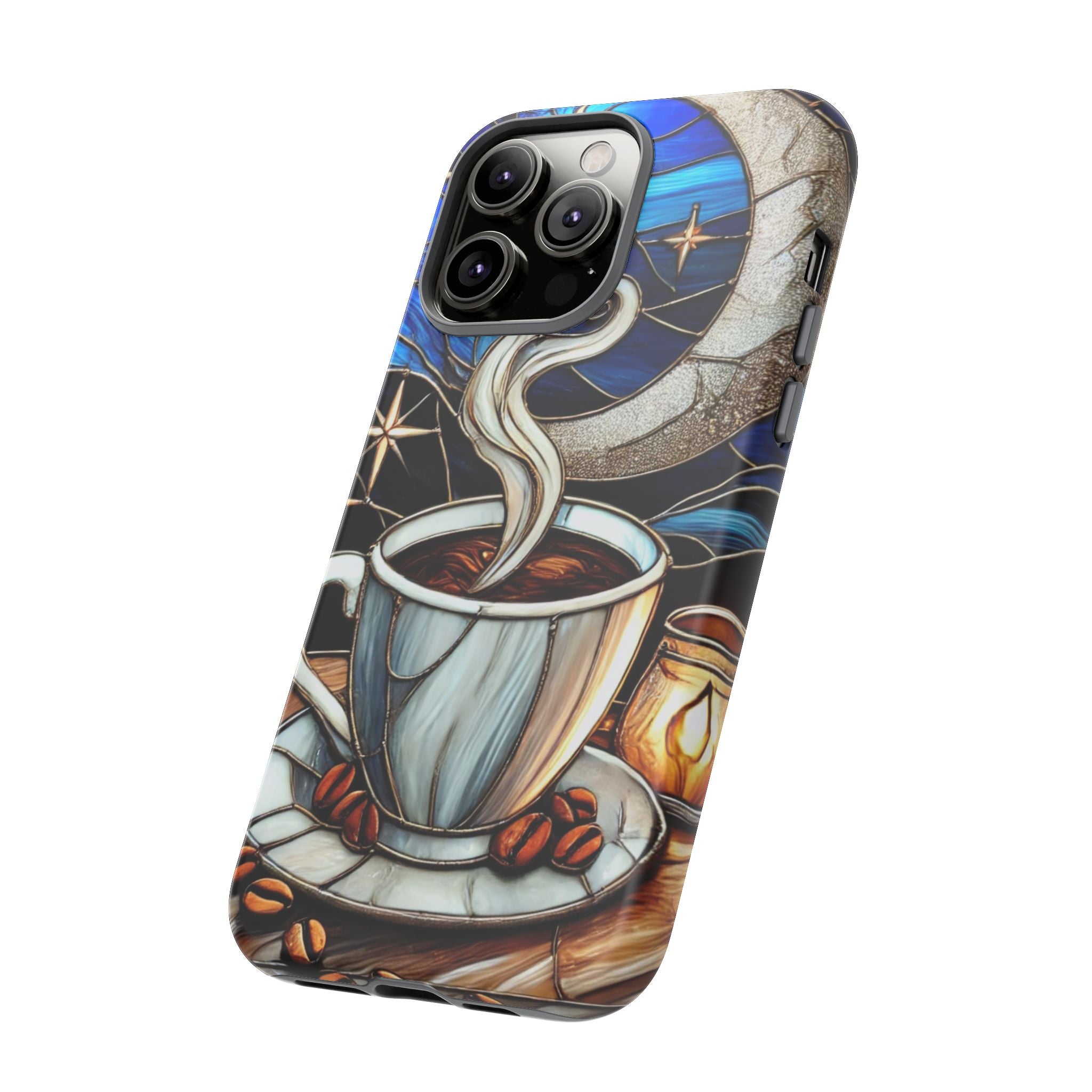 Stained Glass Coffee Phone Case – Cozy Artistic Design for Coffee Lovers