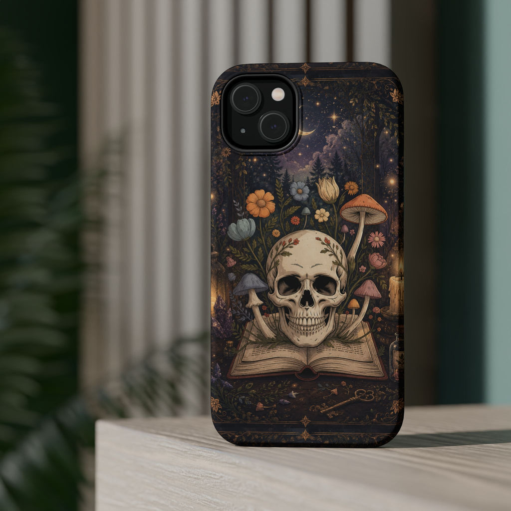 Skull & Mushroom Phone Case – Gothic MagSafe-Compatible Impact-Resistant Case