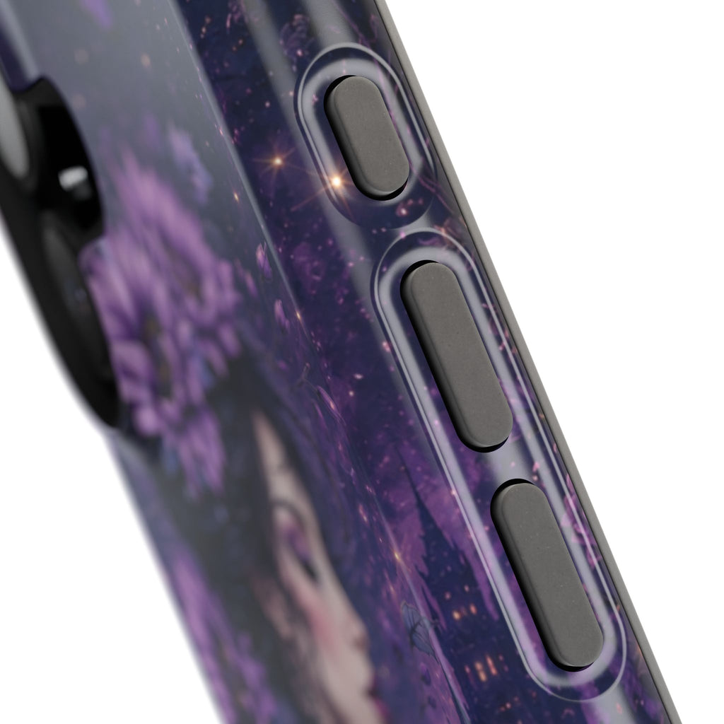 Gothic Floral Woman Phone Case – Dark Botanical MagSafe-Compatible Cover