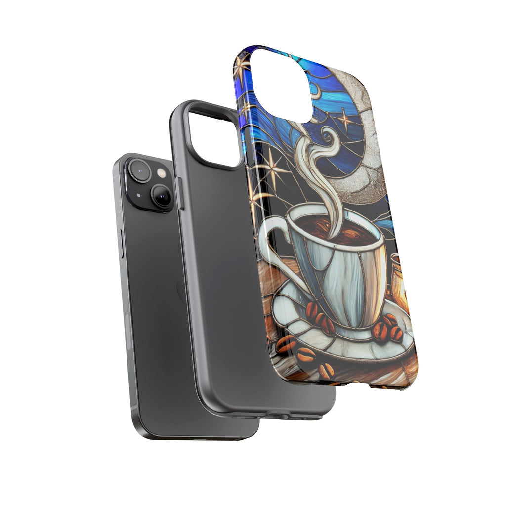 Stained Glass Coffee Phone Case – Cozy Artistic Design for Coffee Lovers