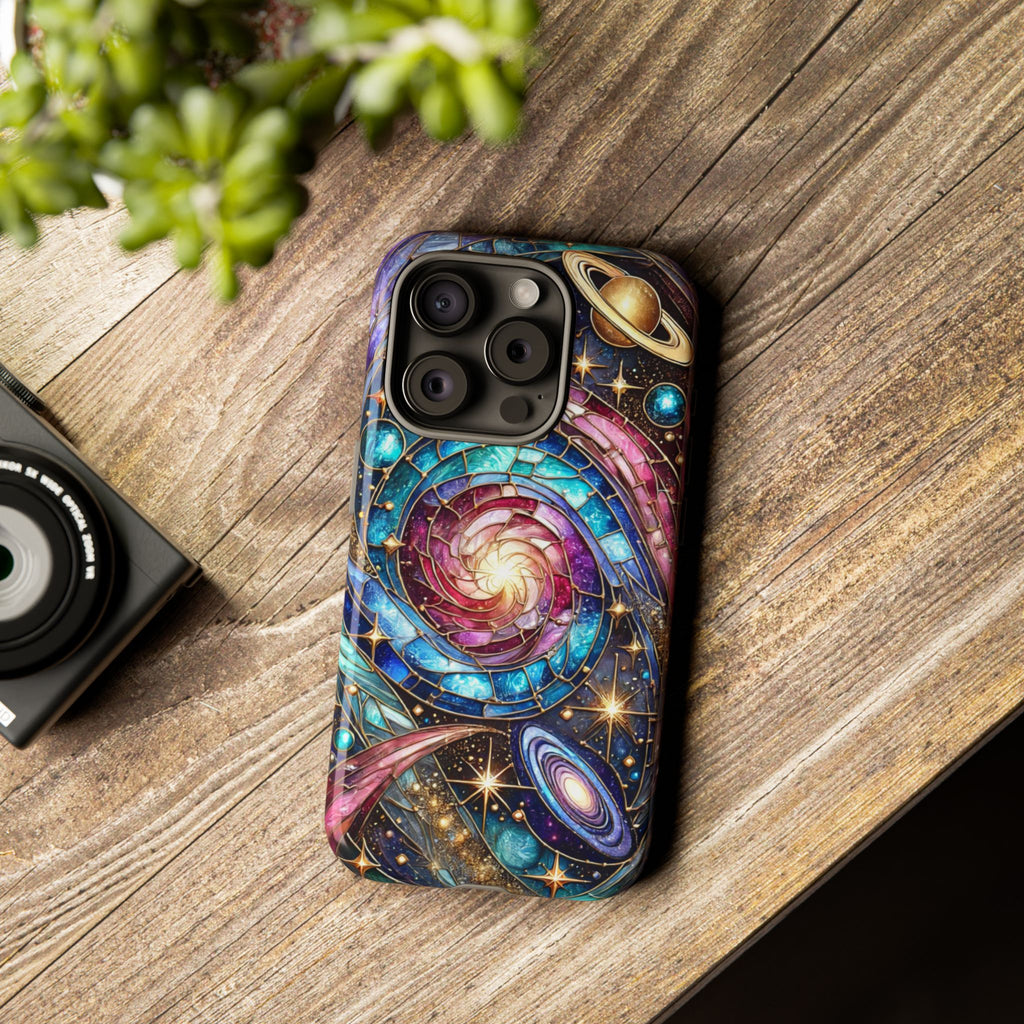 Galaxy Swirl Stained Glass Phone Case – Cosmic Celestial Cover