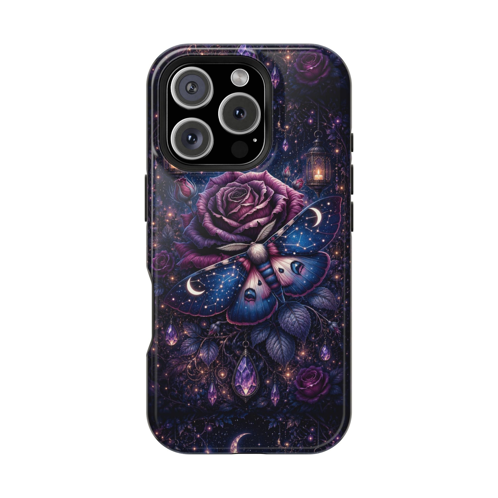 Mystical Rose & Moth Phone Case – Floral MagSafe-Compatible Cover