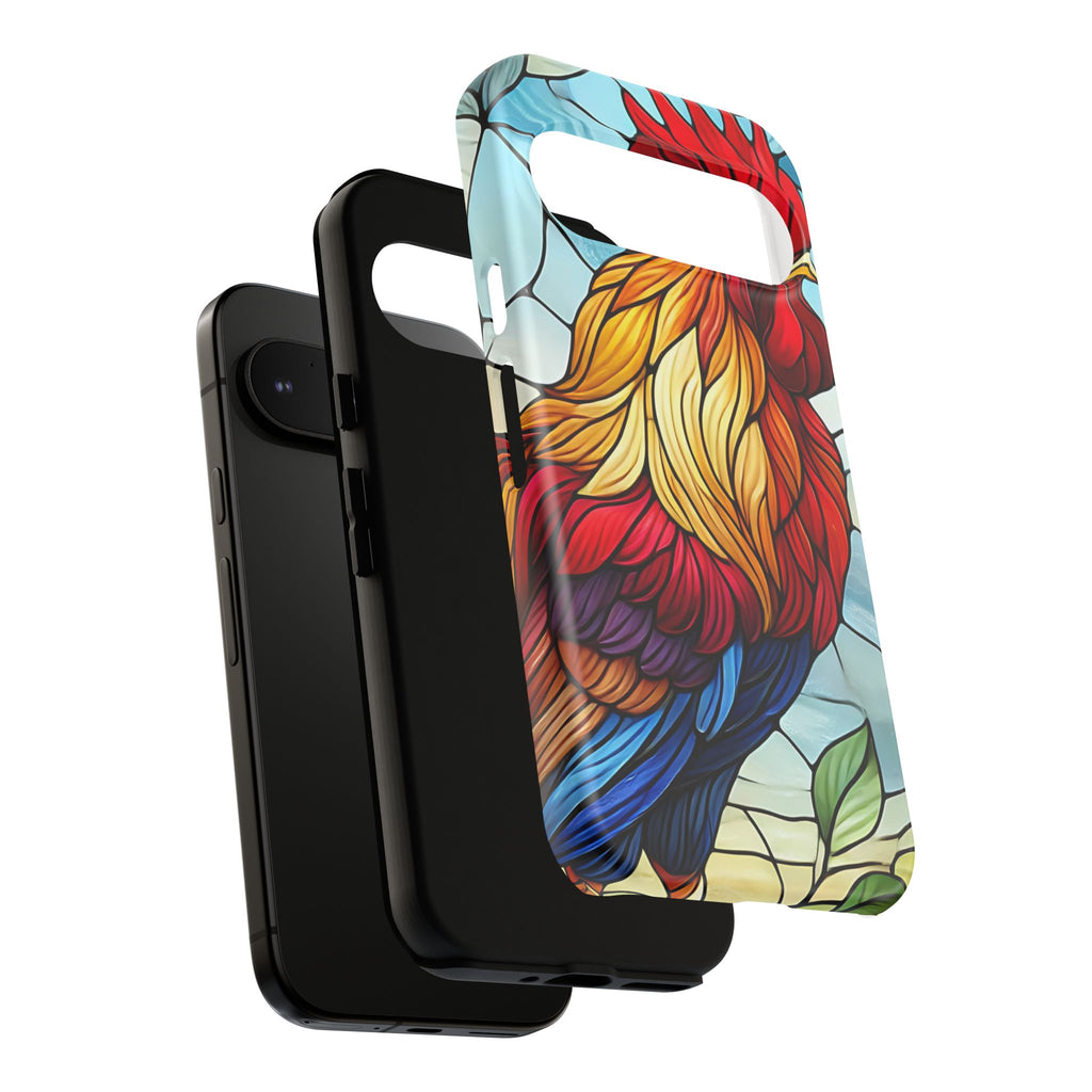 Colorful Stained Glass Rooster Android Case, Tough Protective Phone Cover, Farmhouse Decor Protective Phone Case, Unique Chicken Design