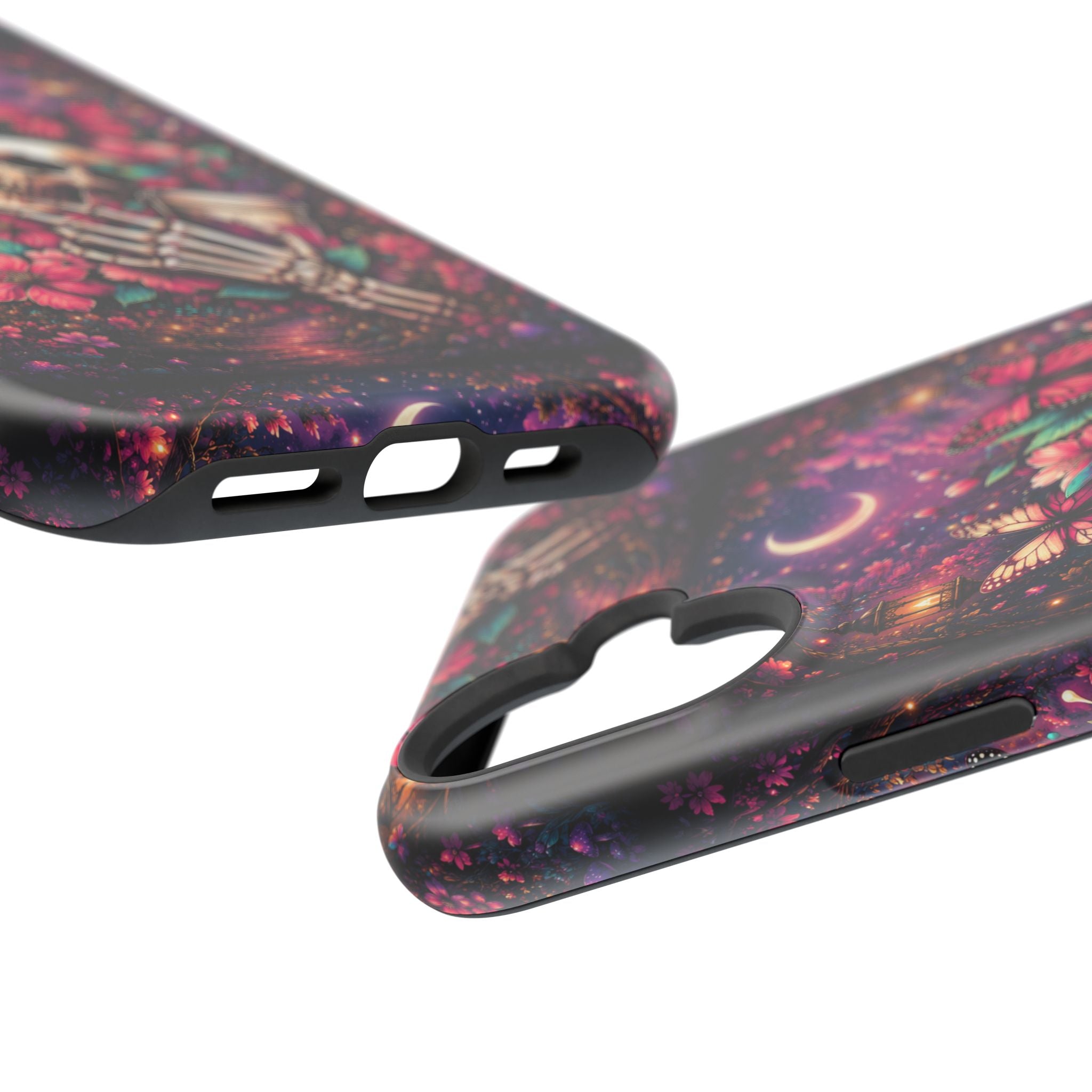Skull & Butterflies Phone Case – Gothic Floral MagSafe-Compatible Case