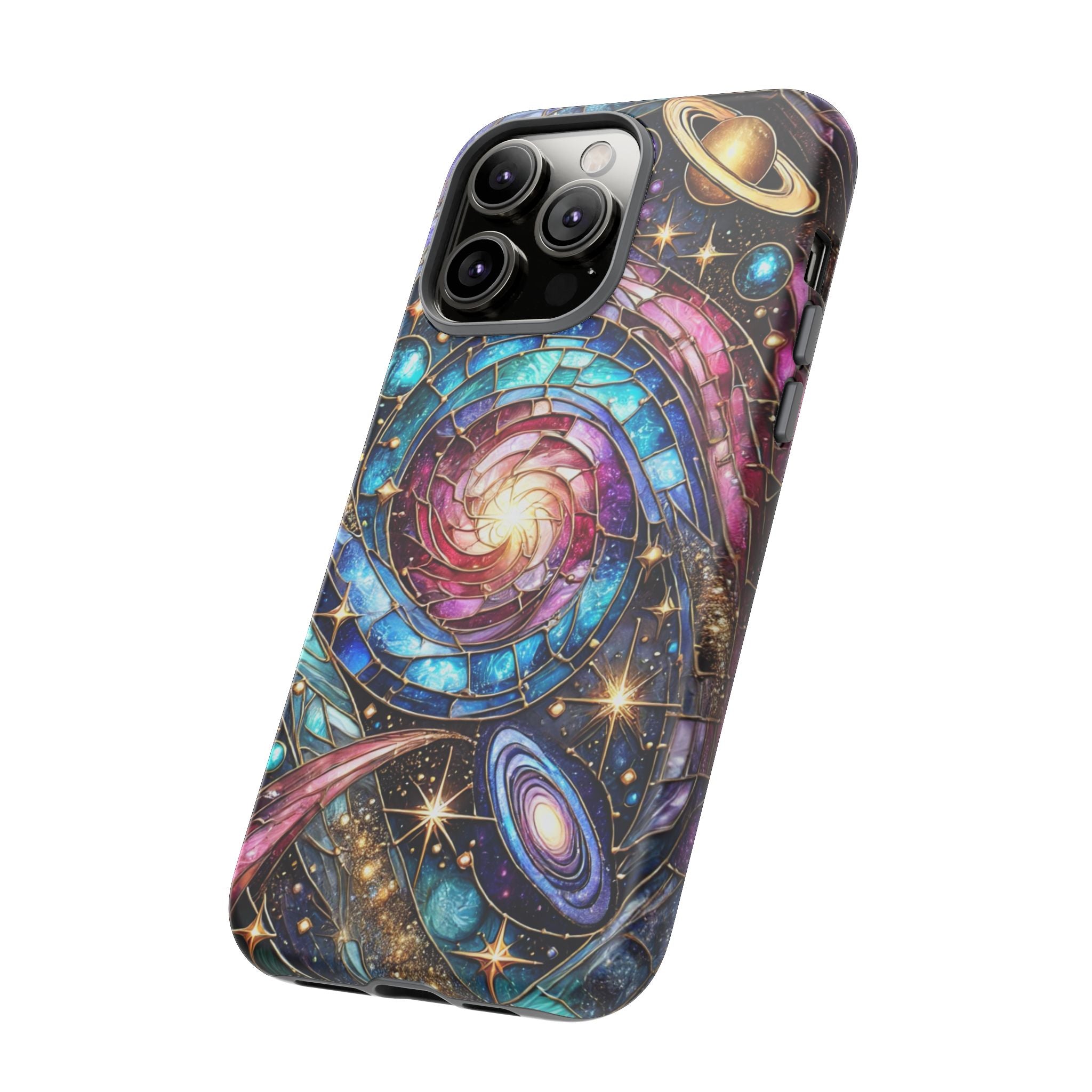 Galaxy Swirl Stained Glass Phone Case – Cosmic Celestial Cover