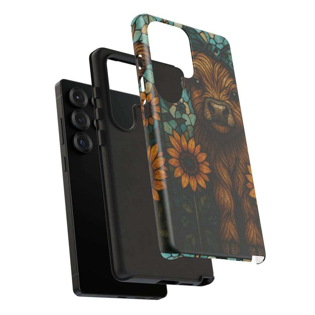Stained Glass Baby Cow Phone Case – Sunflower Farmhouse Animal Design
