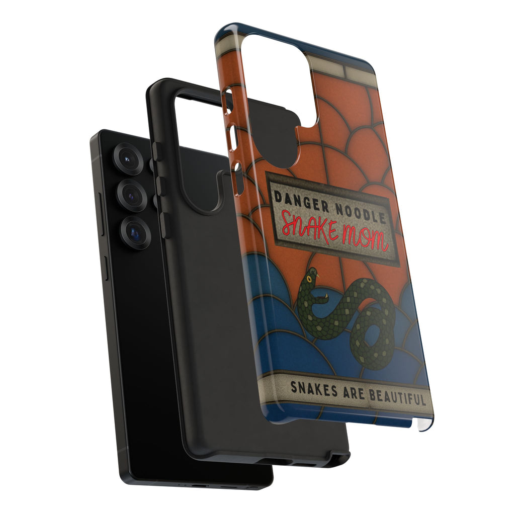 Danger Noodle Snake Mom Phone Case | Snakes Are Beautiful |Stained Glass Snake Art | Funny Snake Lover Gift |  Reptile Mom Phone Cover