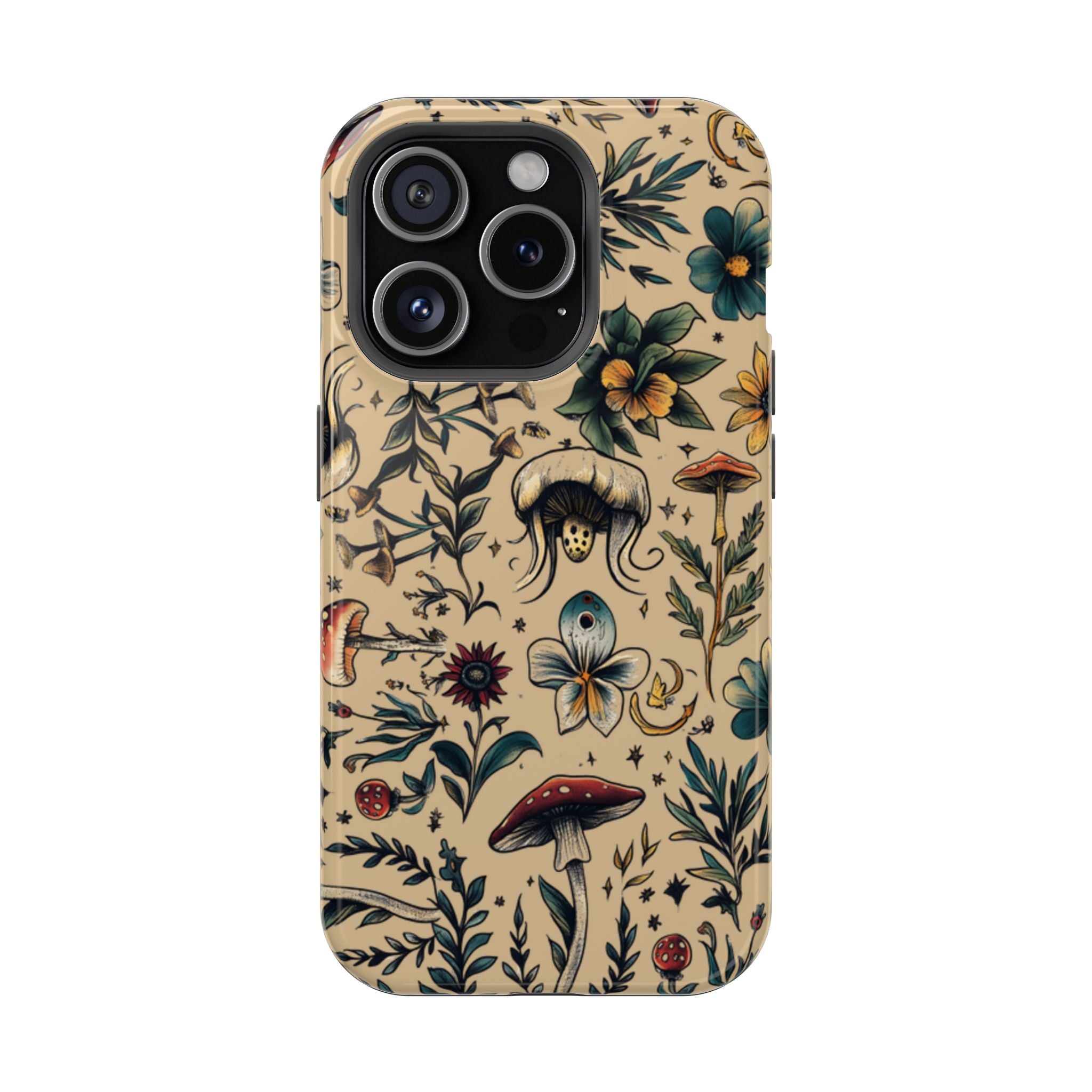 Vintage Botanical Mushroom Phone Case – MagSafe-Compatible Cover