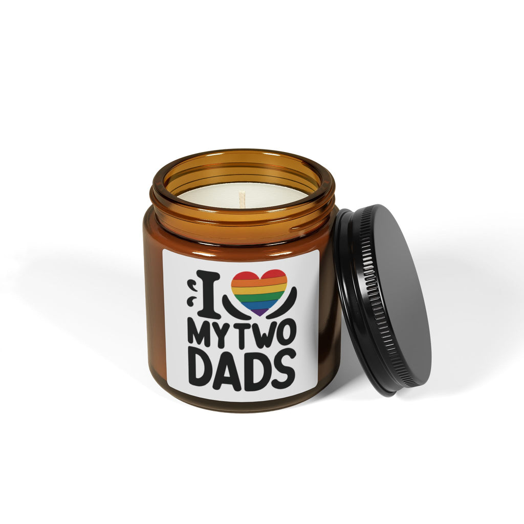Rainbow Pride Fathers Day Scented Soy Candle, Gift for Gay Dads, LGBTQ+ Pride Month Celebration From Daughter Son, I Love My Two Dads Heart