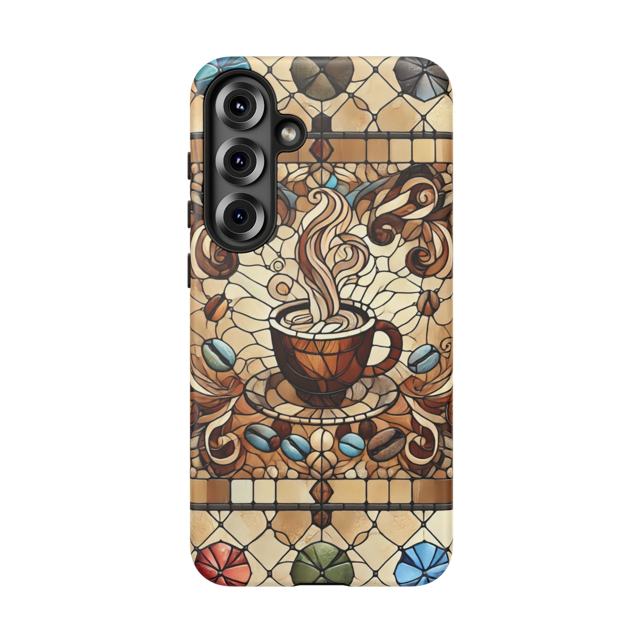 Stained Glass Coffee Android Phone Case – Shockproof TPU, 3D Wrap