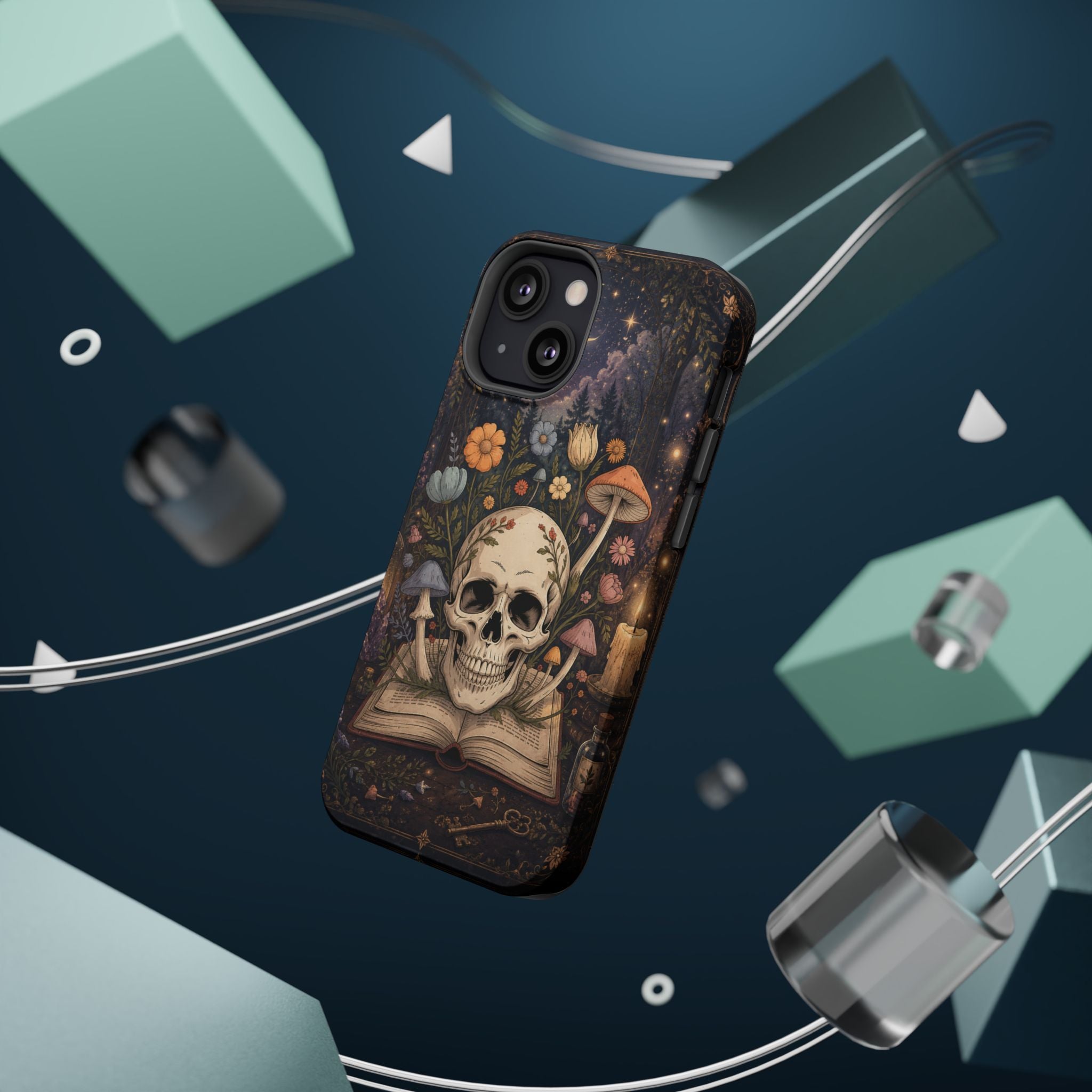 Skull & Mushroom Phone Case – Gothic MagSafe-Compatible Impact-Resistant Case