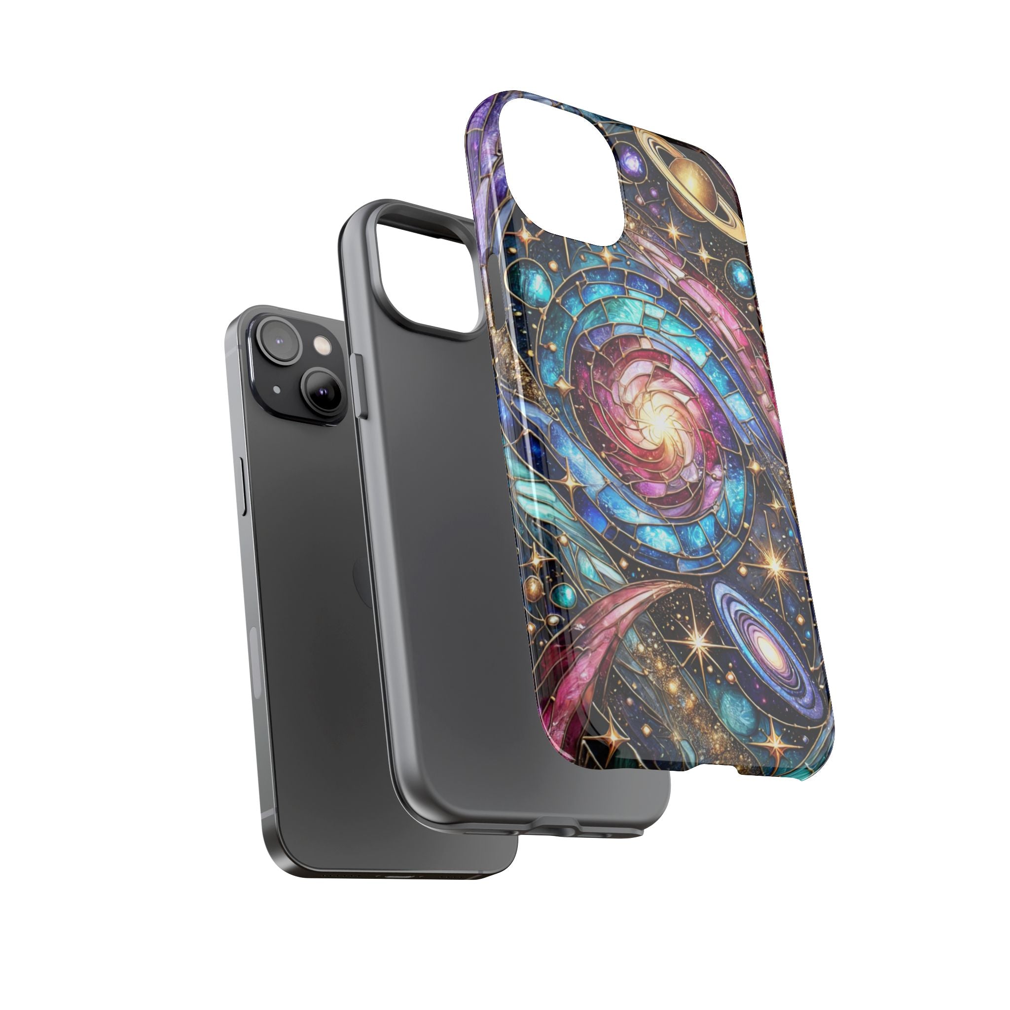 Galaxy Swirl Stained Glass Phone Case – Cosmic Celestial Cover