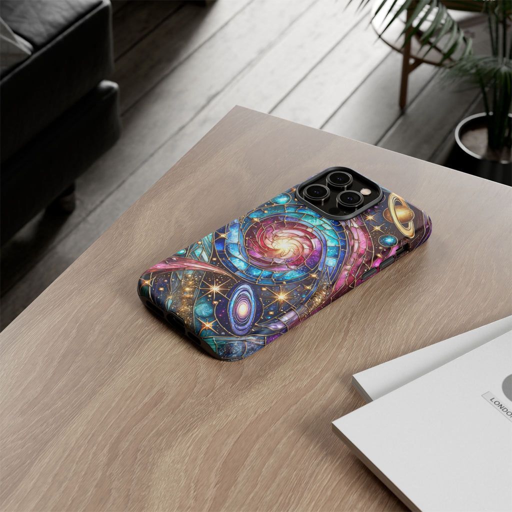 Galaxy Swirl Stained Glass Phone Case – Cosmic Celestial Cover