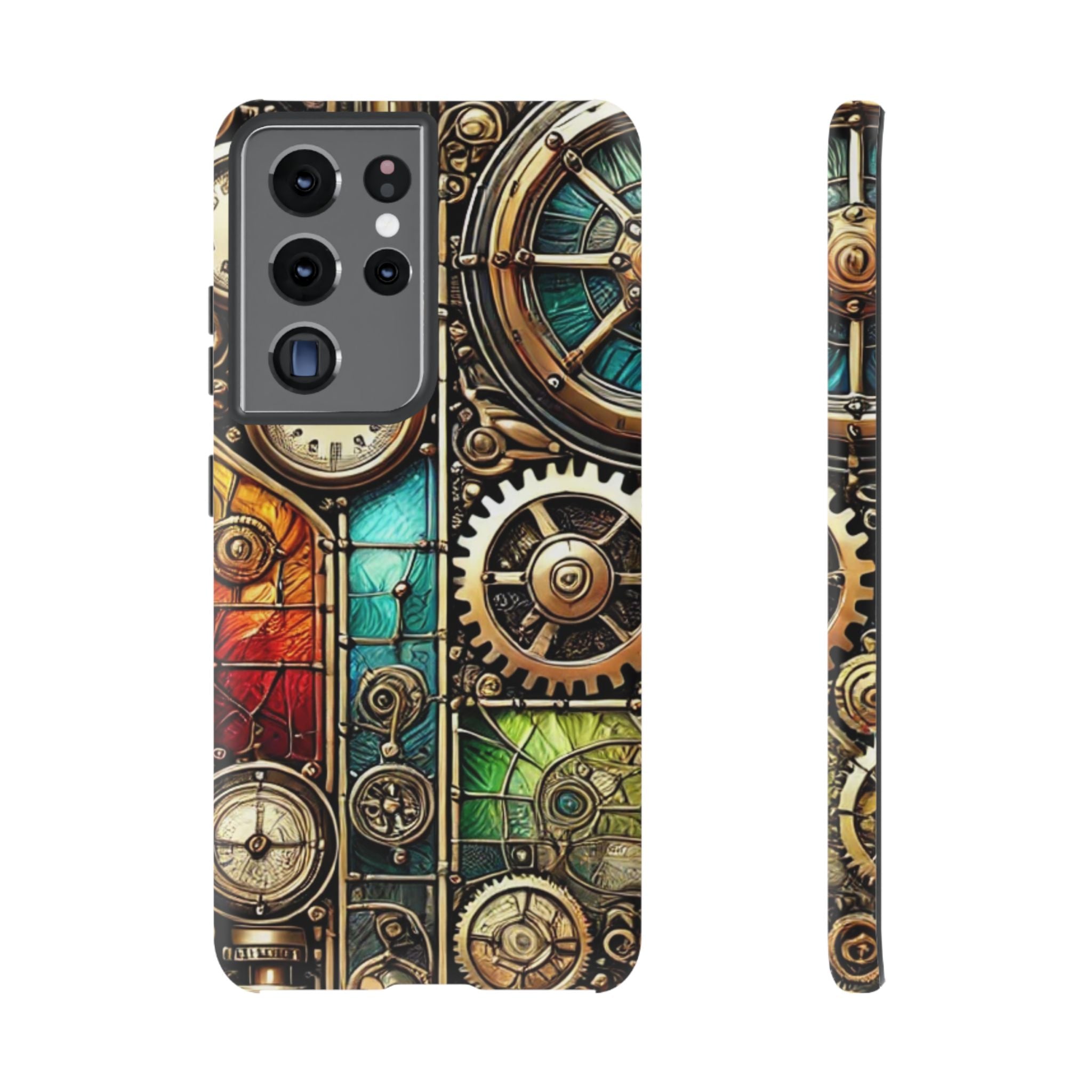 Steampunk Faux Stained Glass Android Phone Case – 3D Full-Wrap Protective Cover with TPU Liner