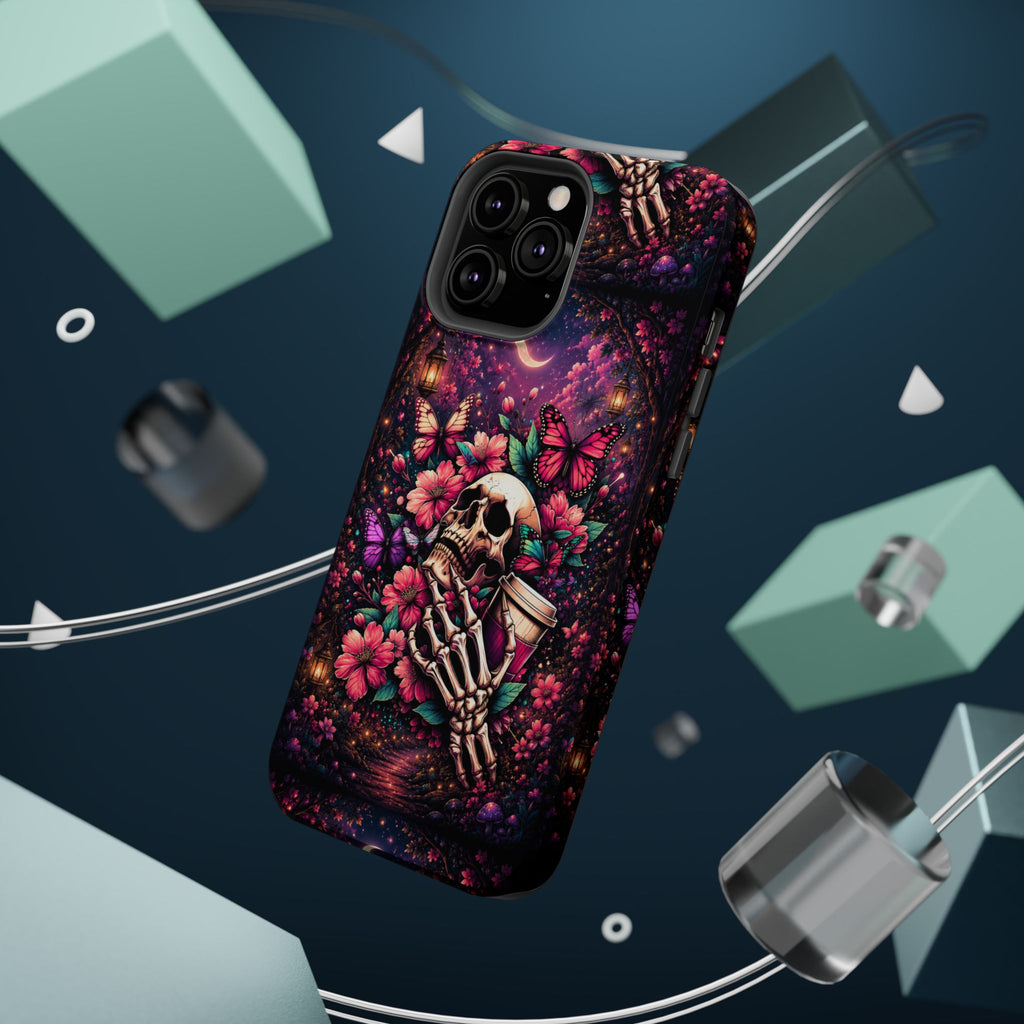 Skull & Butterflies Phone Case – Gothic Floral MagSafe-Compatible Case
