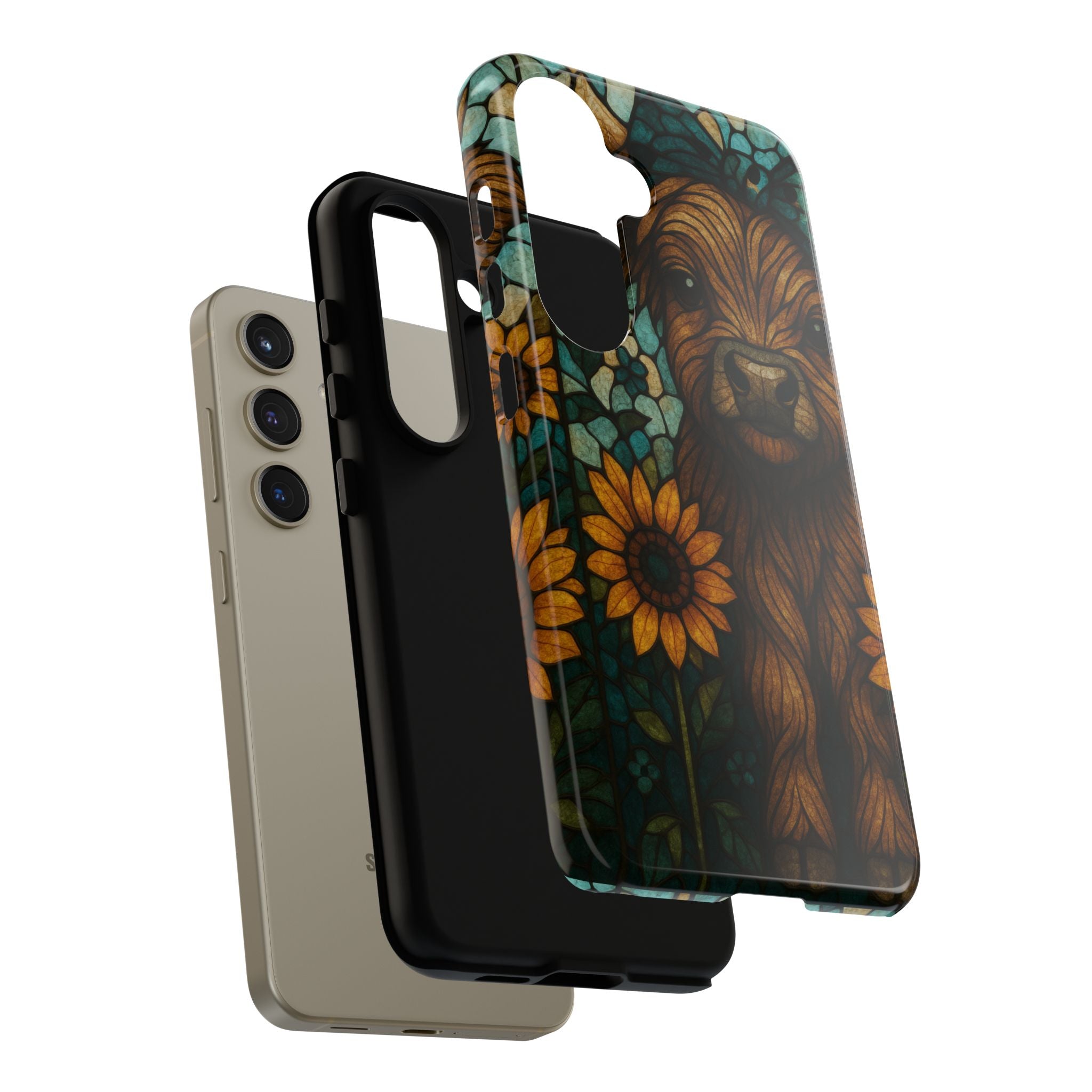 Stained Glass Baby Cow Phone Case – Sunflower Farmhouse Animal Design