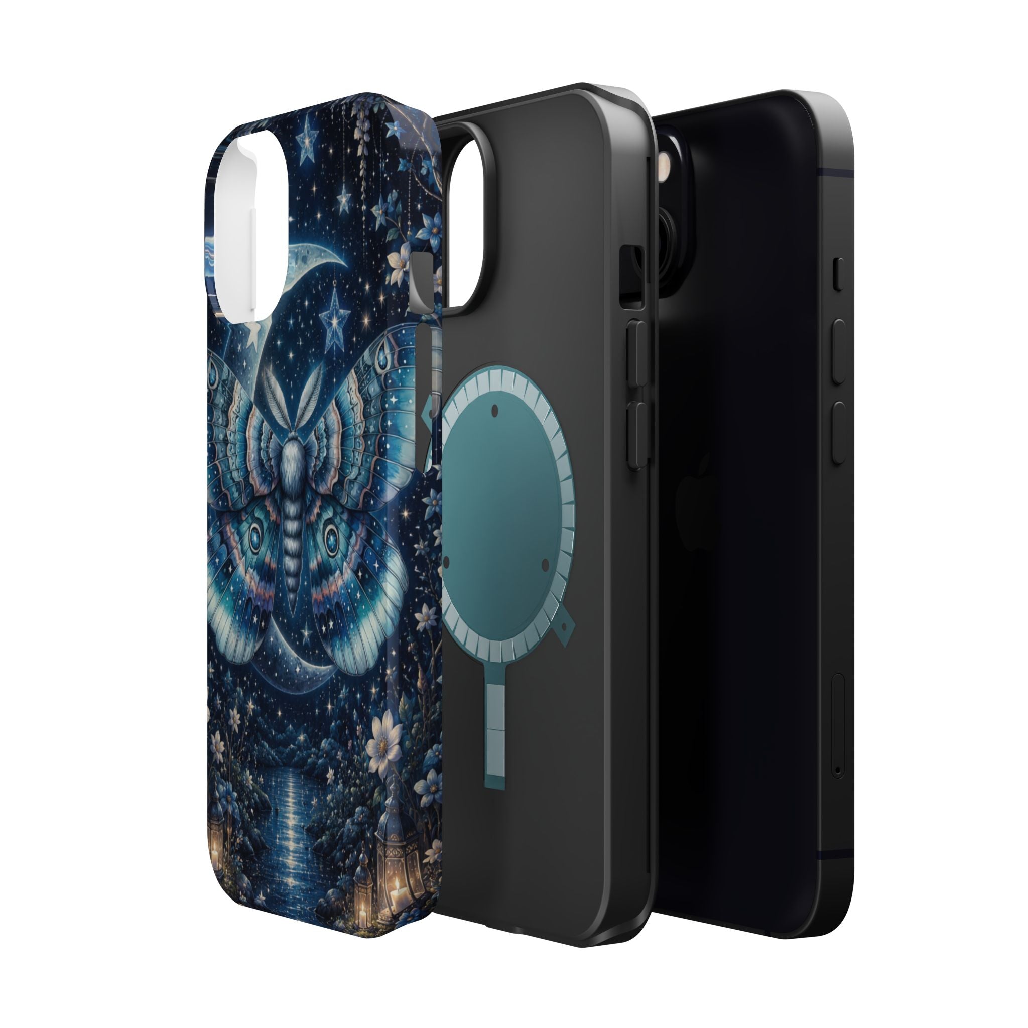 Mystic Moth Moon Phone Case – Night Sky MagSafe-Compatible Cover