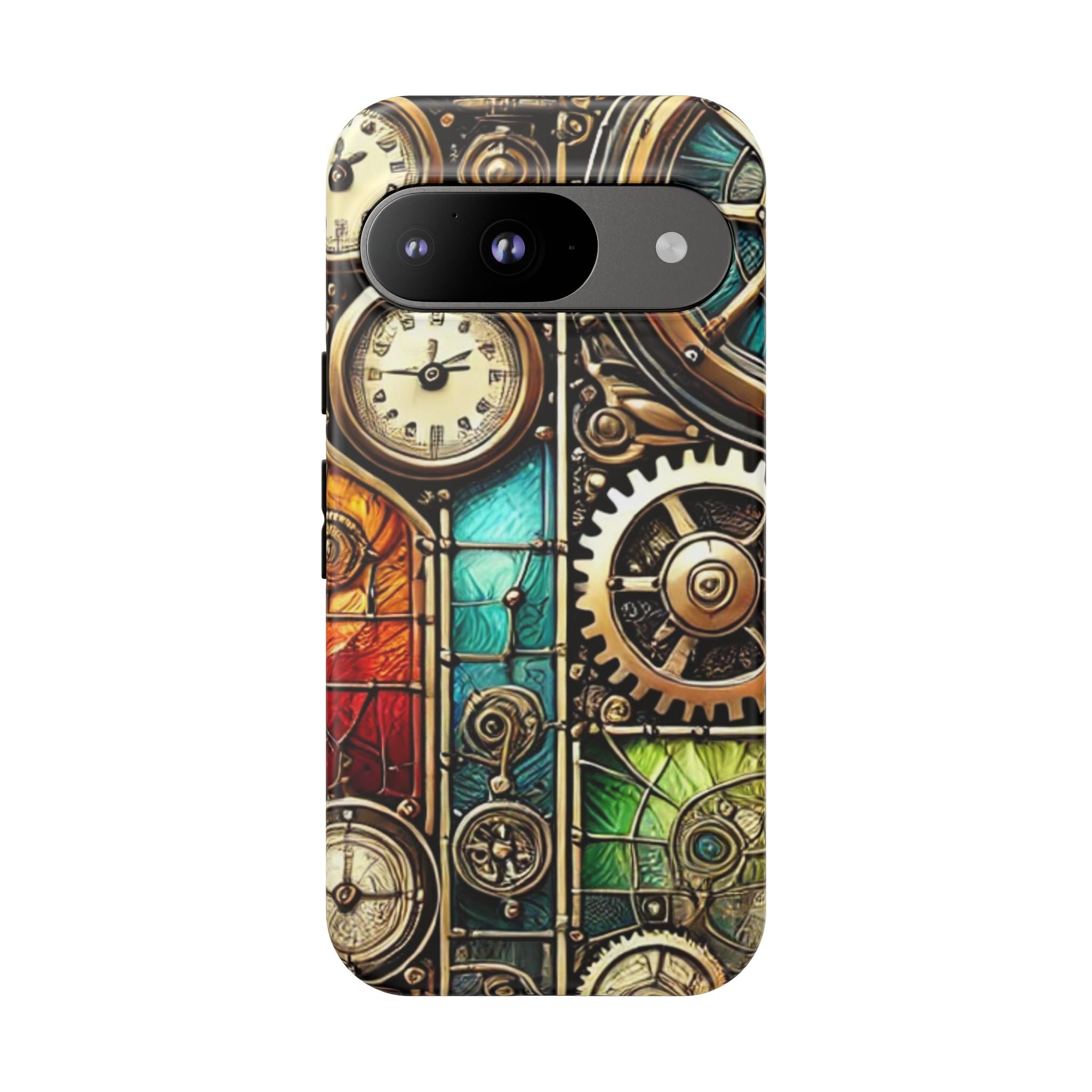 Steampunk Meets Stained Glass Android Case, Artistic Gear Design