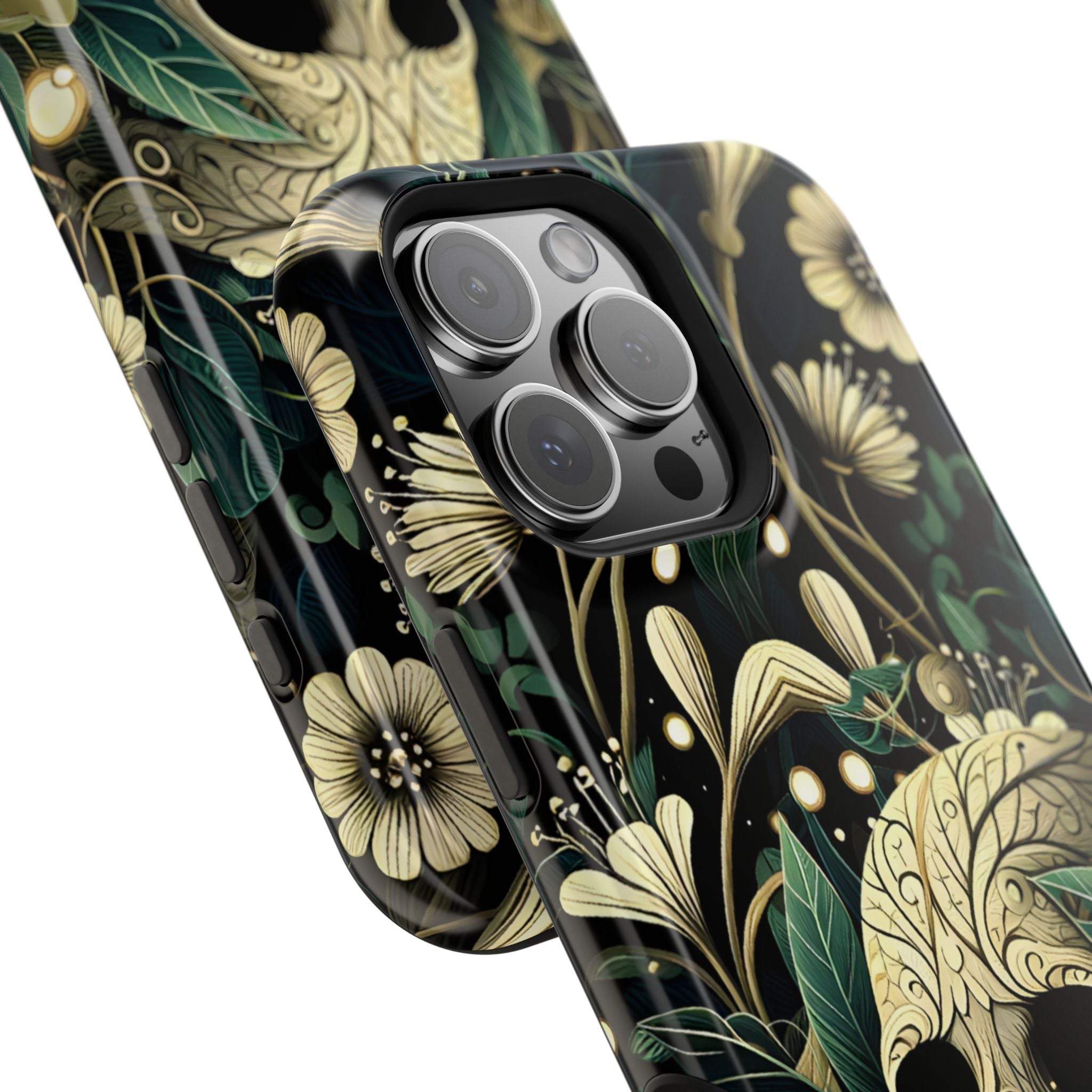 Floral Skull Phone Case – Botanical Gothic MagSafe-Compatible Cover