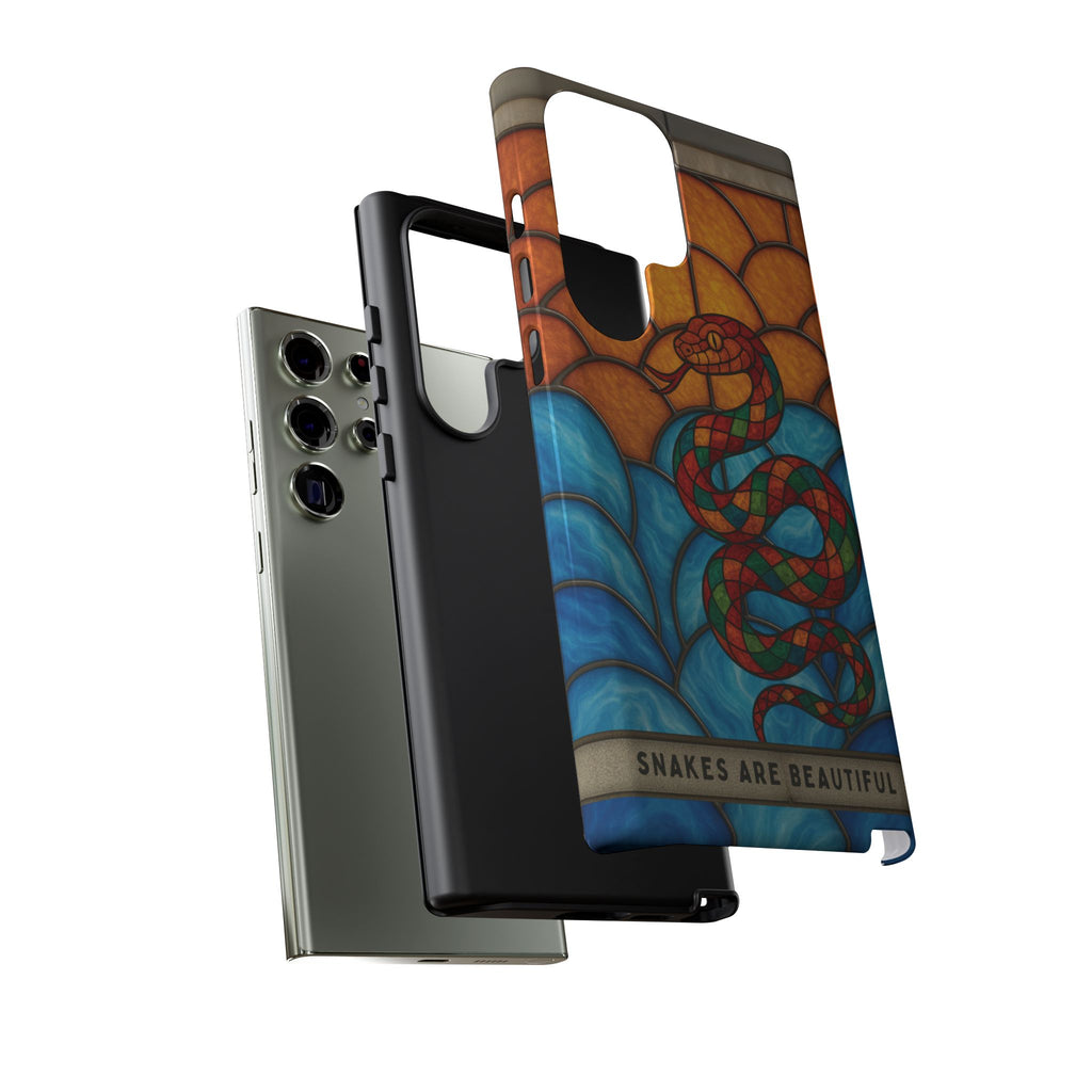 Snakes Are Beautiful Stained Glass Phone Case, Colorful Reptile Design Phone Cover, Nature Lovers Reptile Phone Case, Danger Noodle Case