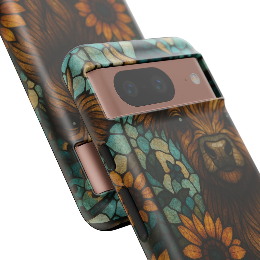 Stained Glass Baby Cow Phone Case – Sunflower Farmhouse Animal Design
