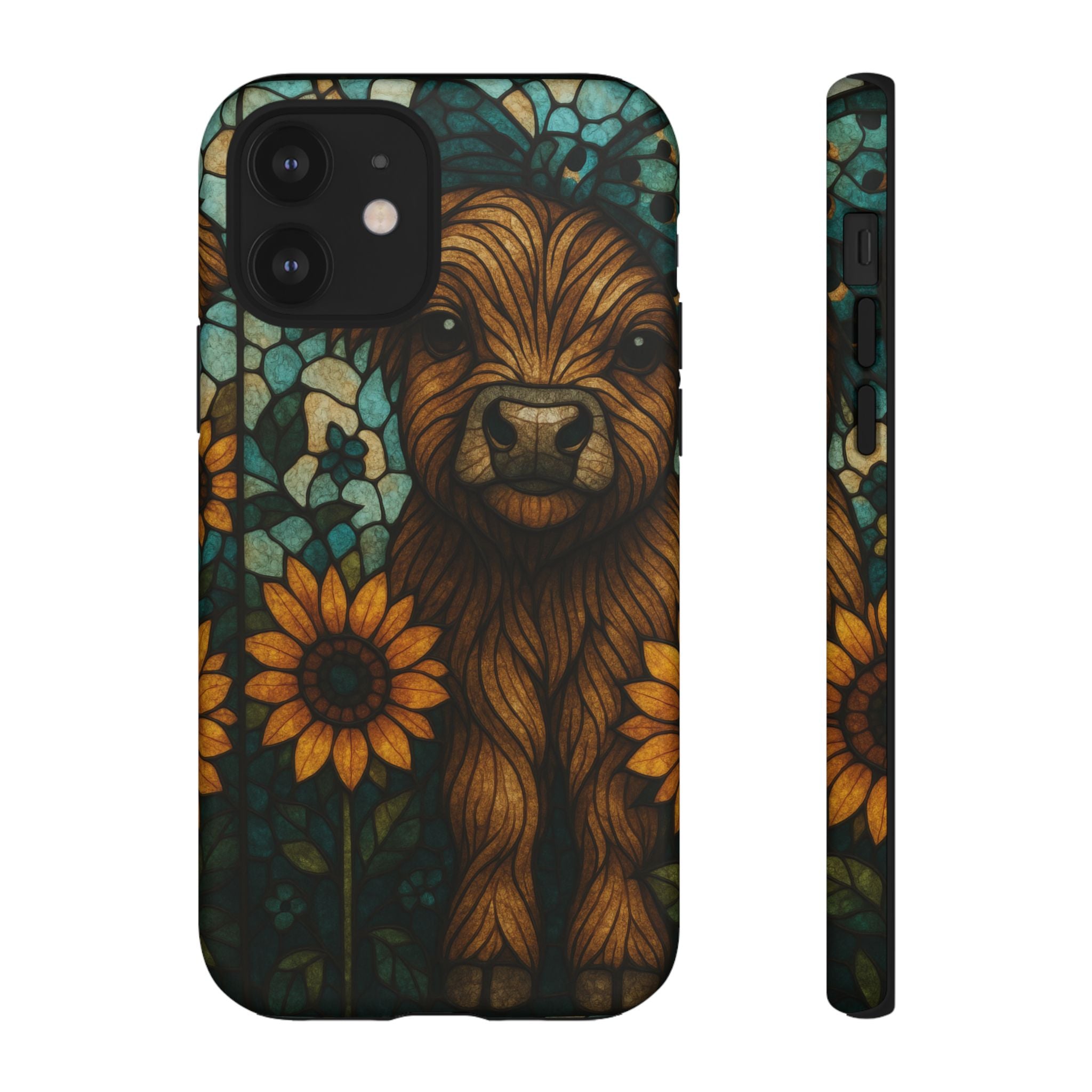 Stained Glass Baby Cow Phone Case – Sunflower Farmhouse Animal Design